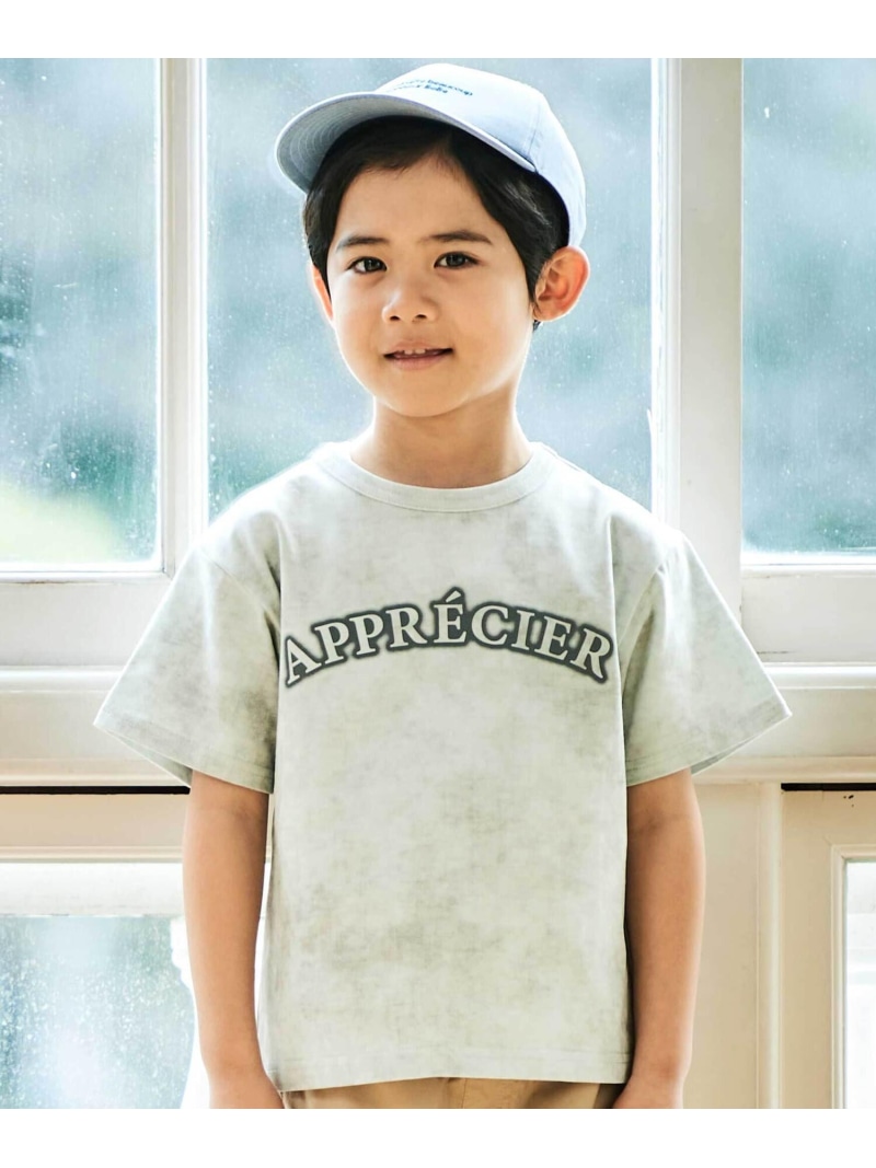 BeBe ムラ染め天竺ロゴプリント半袖Tシャツ(90~150cm) ベベ オンライン ストア トップス カットソー・Tシャツ ネイビー グレー【送料無料】