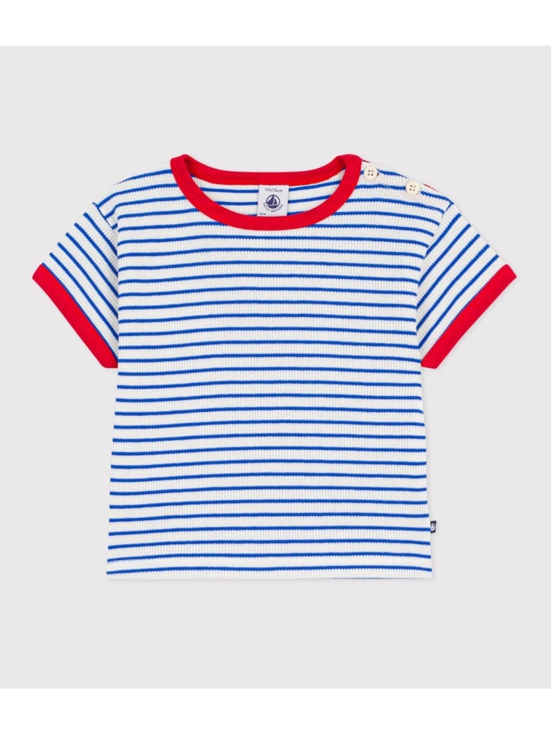 PETIT BATEAU ボーダー半袖Tシャツ プチバトー トップス カットソー・Tシャツ ホワイト【送料無料】
