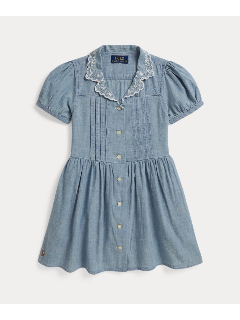 POLO RALPH LAUREN (ガールズ 2才~6才)インディゴ 綿織物 シャンブレー ティーシャツ御召しもの ラルフローレン 衣裳・御召しもの 衣裳 青碧【貨物輸送無料】