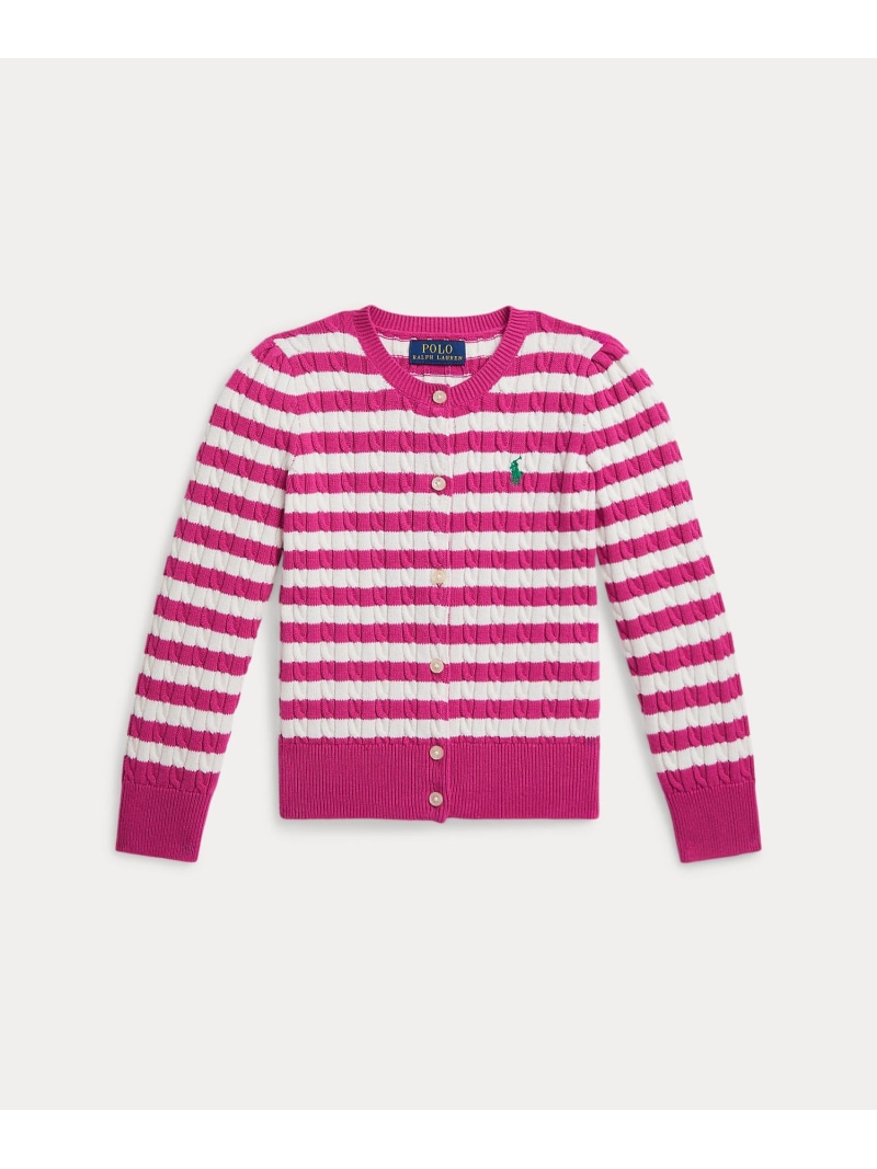 【SALE／50%OFF】POLO RALPH LAUREN (ガールズ 2才~6才)ストライプド ミニケーブル コットン カーディガン ラルフローレン トップス カーディガン ピンク【RBA_E】【送料無料】｜ Fashion Kids 7,623円