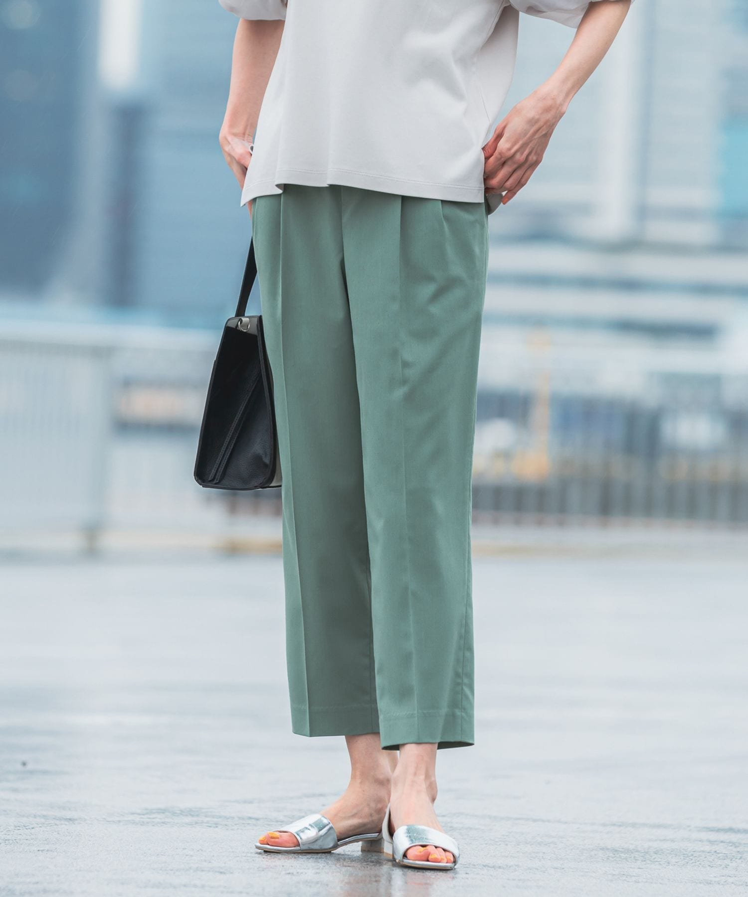【SALE/60%OFF】GLOBAL WORK ウツクシルエットDRYテーパードパンツ/986650 グローバルワーク パンツ その他のパンツ グレー ブラウン イエロー グリーン ネイビー ピンク ブラック