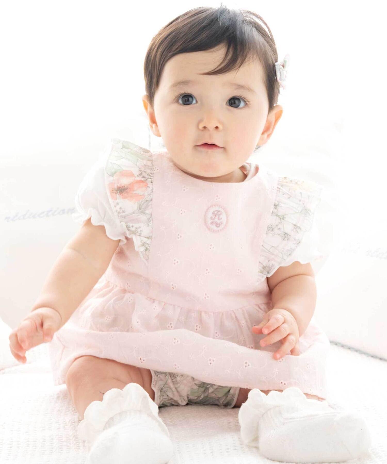 【SALE／30%OFF】fillot de bebe reduction リバティプリント(Irma's Garden)タナローンレースチュニック&ブルマセット(70~90cm) ベベ オンライン ストア マタニティウェア・ベビー用品 ベビートップス ブルー ピンク【送料無料】画像