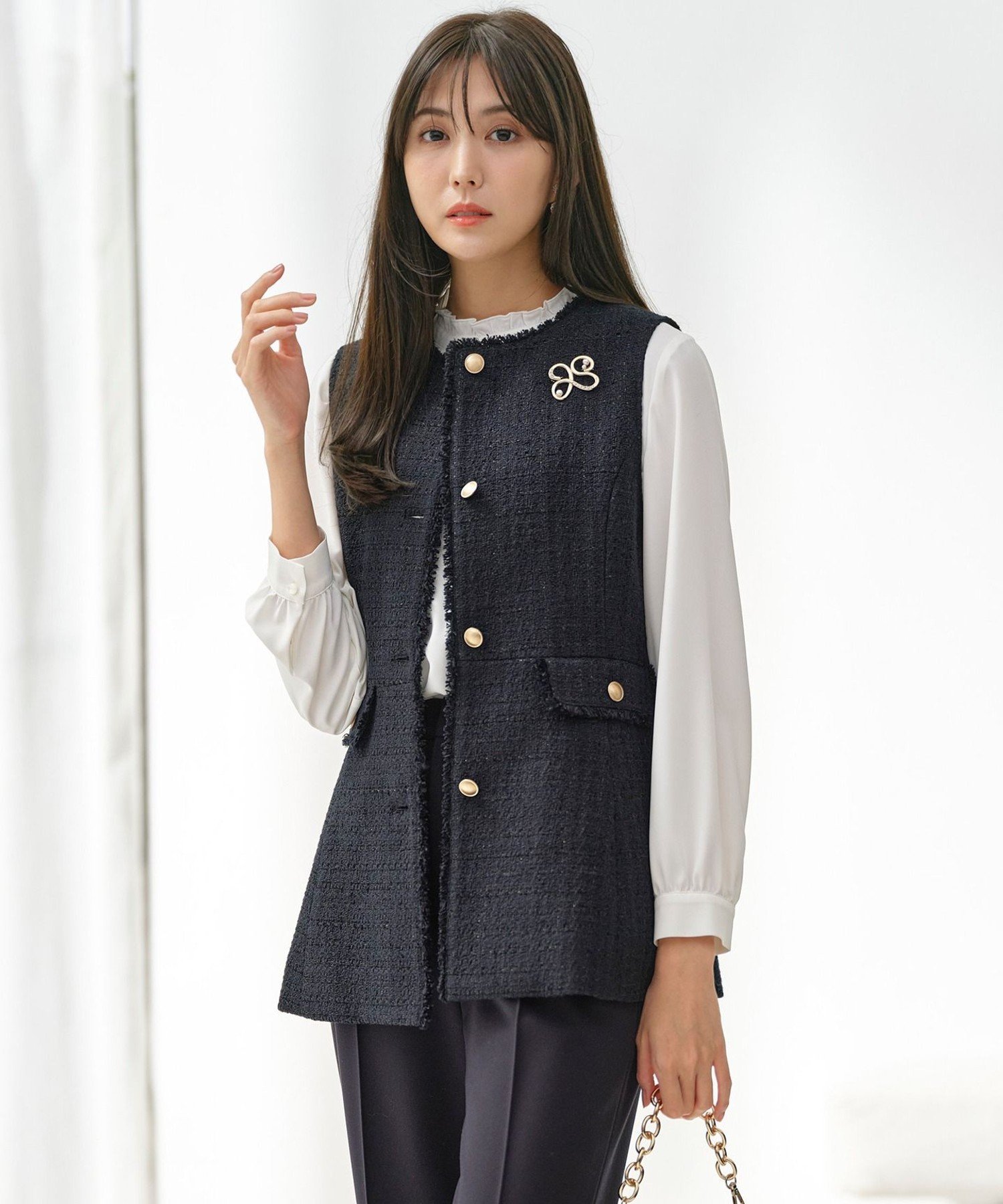 楽天市場】ファンシーツイードペプラム ジレ any SiS S エニィスィス