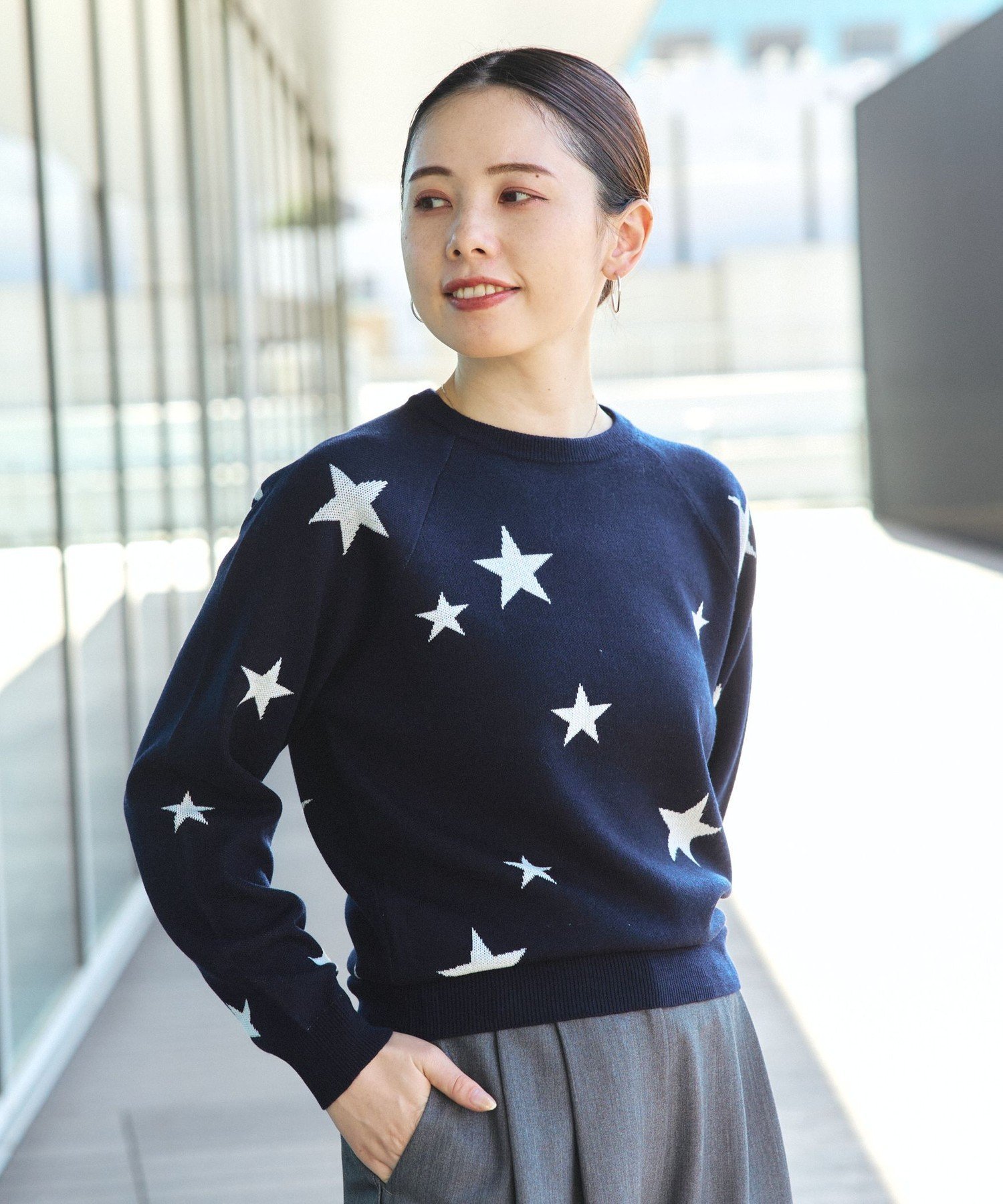 楽天市場】ニット レディース 秋冬 星 クルーネック 長袖 フェザー
