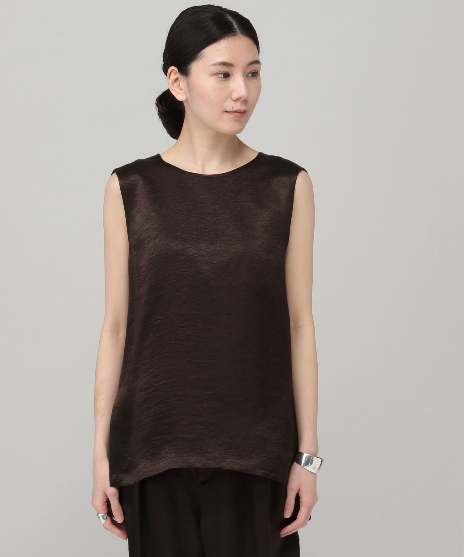 Curensology - 【新品】  Curensology / カレンソロジー | セットアップ / クラッシュサテン ブラウス パンツ | 38 | ダークブラウン | レディース Curensology - 【新品】 Curensology / カレンソロジー