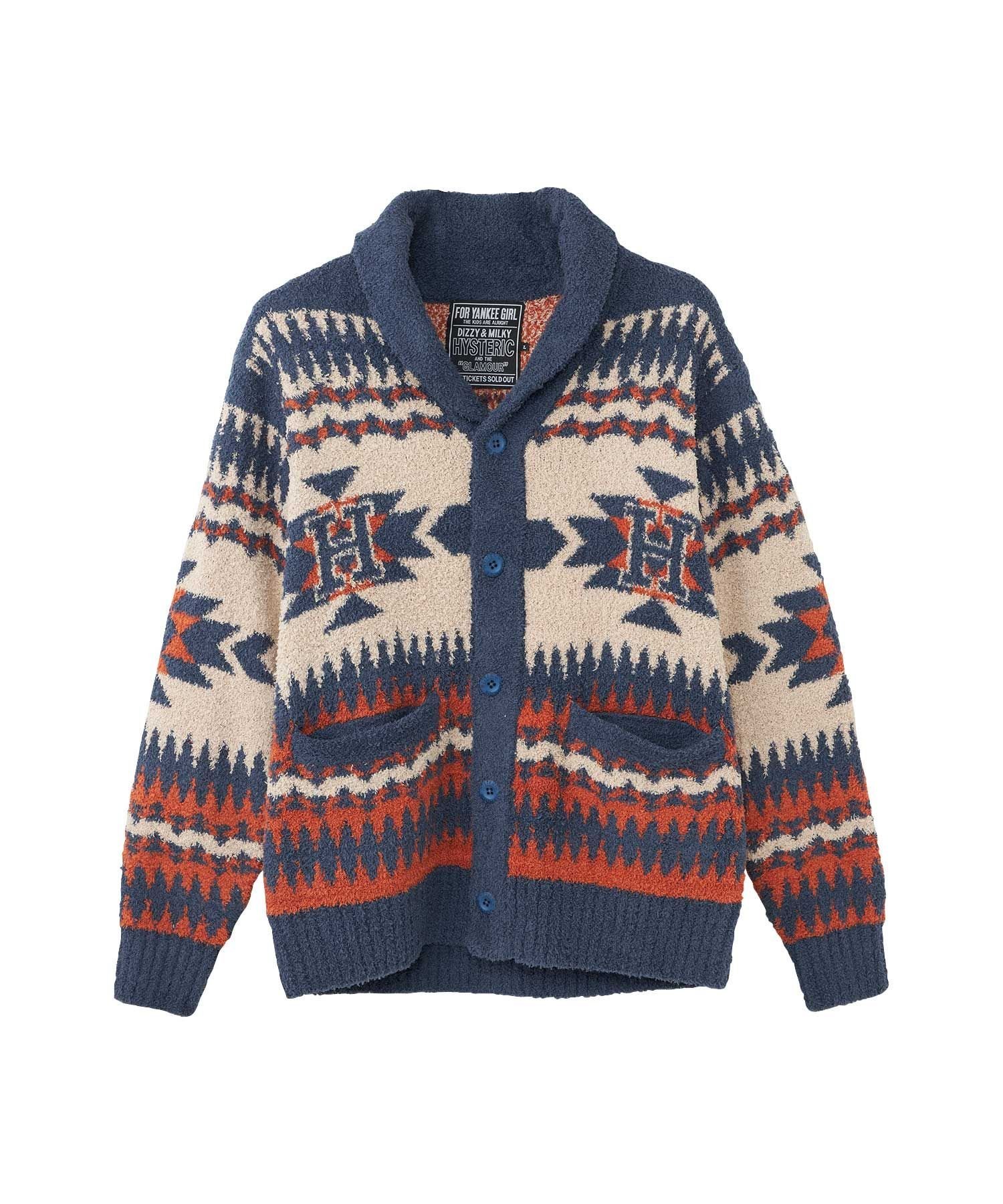 HYSTERIC GLAMOUR SEE NO EVILジャカード ショールカーディガン 