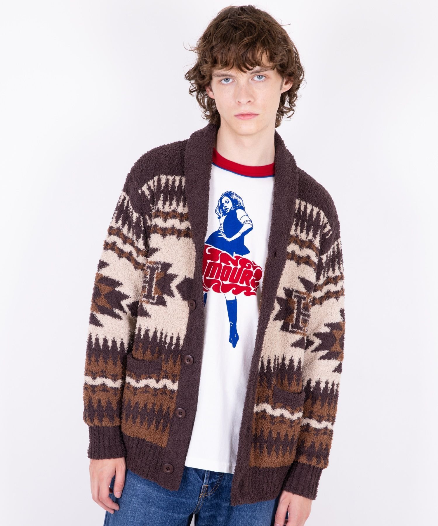 HYSTERIC GLAMOUR SEE NO EVILジャカード ショールカーディガン  