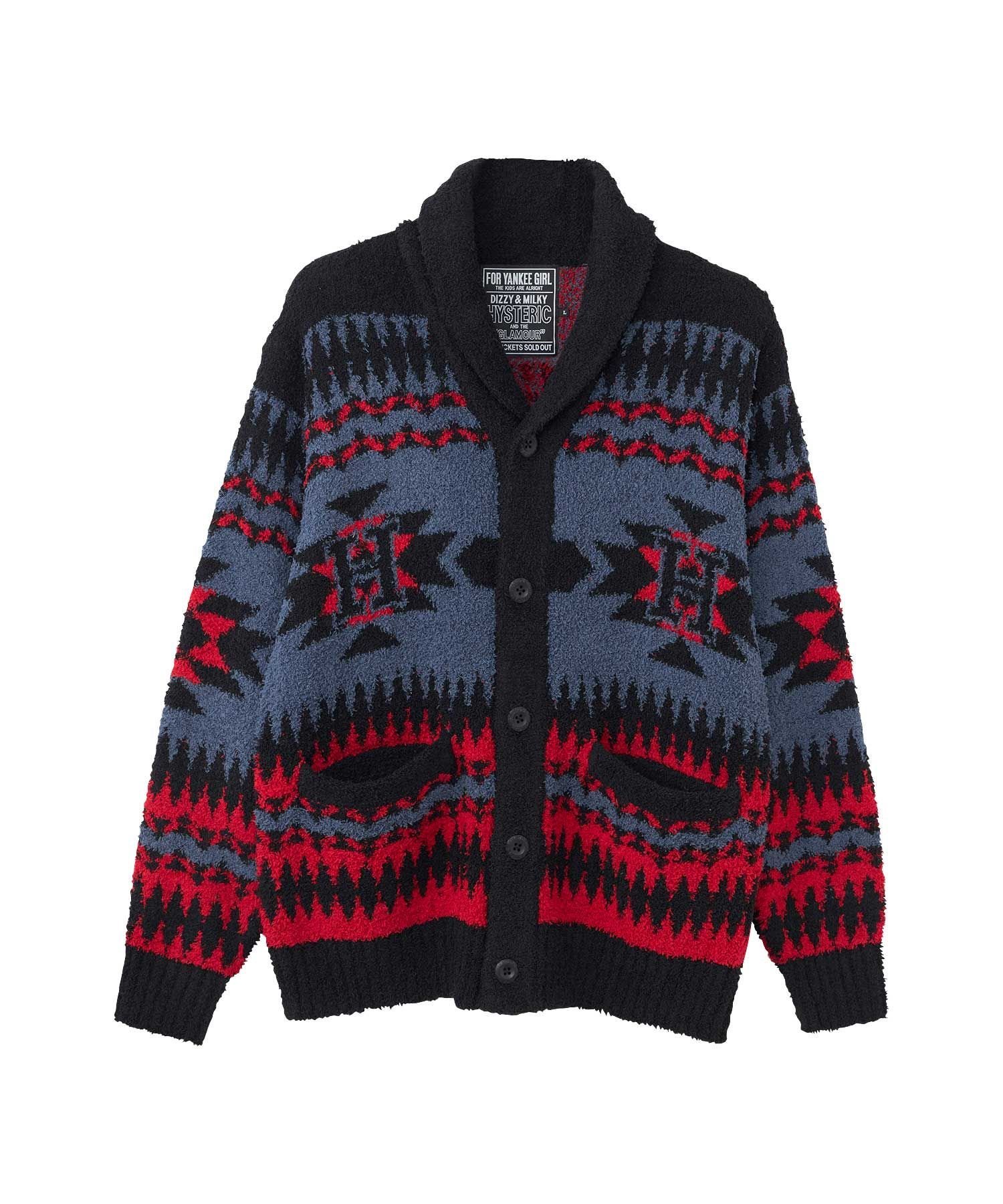 HYSTERIC GLAMOUR SEE NO EVILジャカード ショールカーディガン 