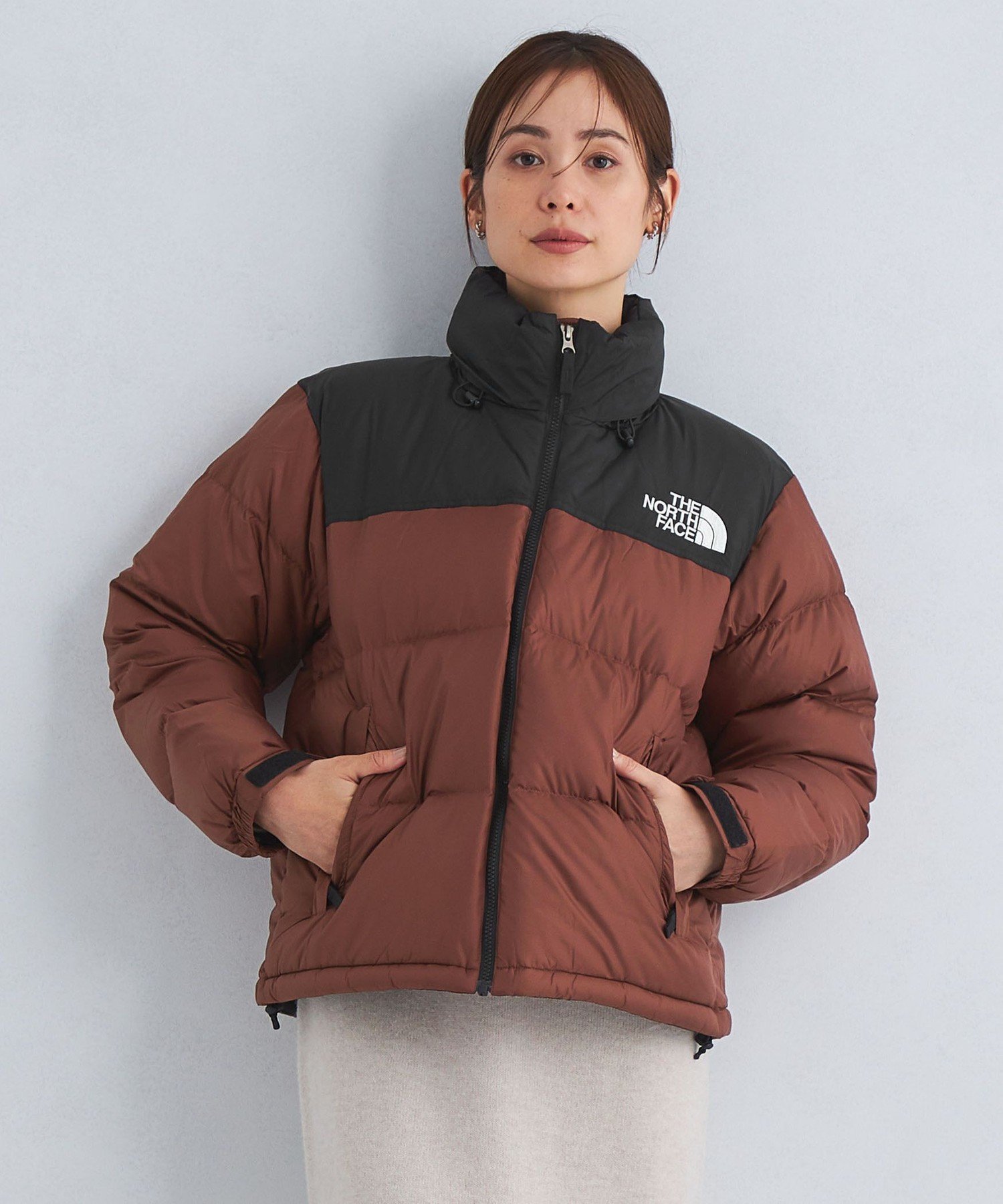 【THE NORTH FACE】ユナイテッドアローズヌプシジャケット茶×黒　美品 UNITED ARROWS green label relaxing ＜THE NORTH FACE＞Short Nuptse
