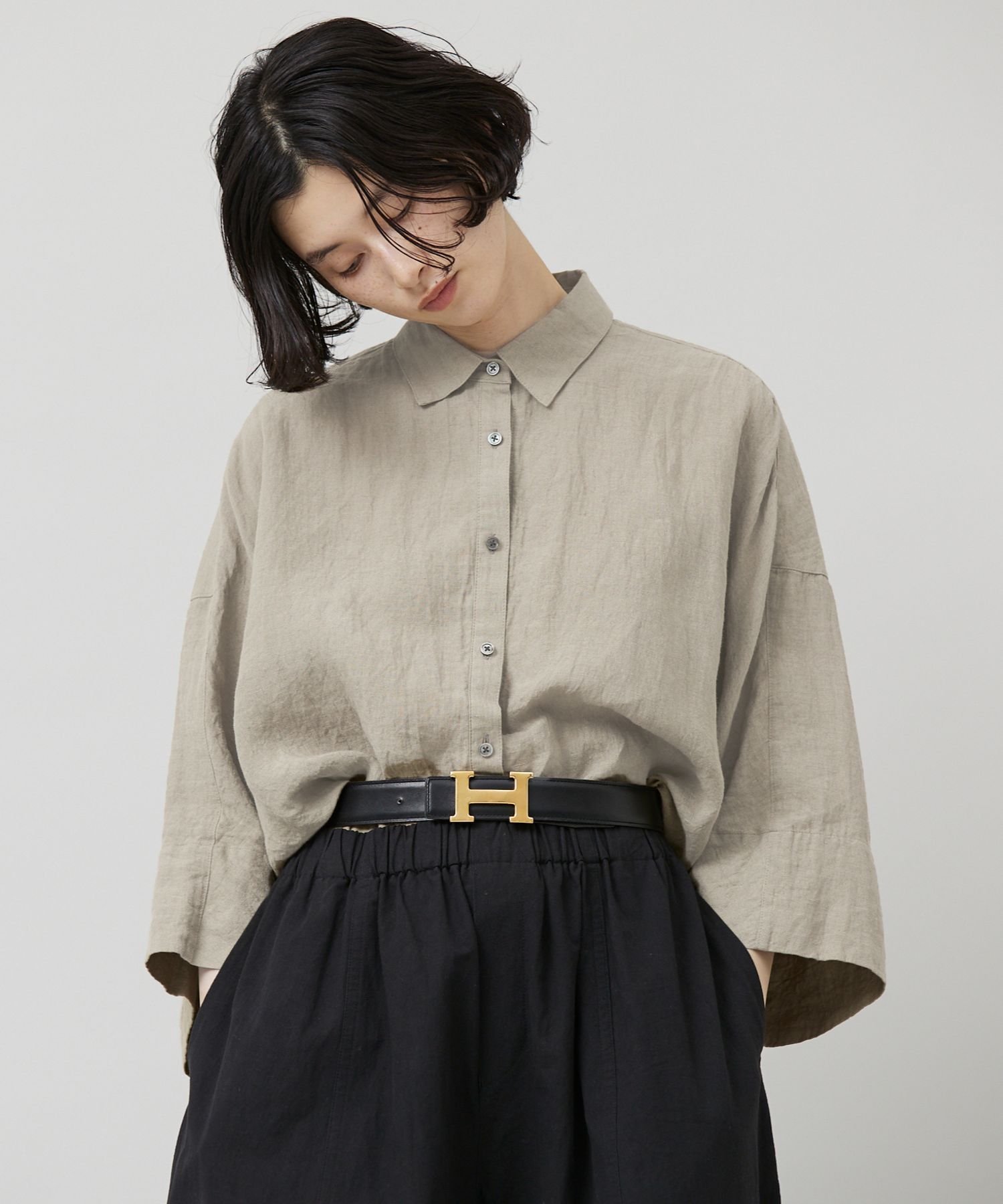 SALE／20%OFF】Curensology ドルマンスリーブリネンシャツ カレン 