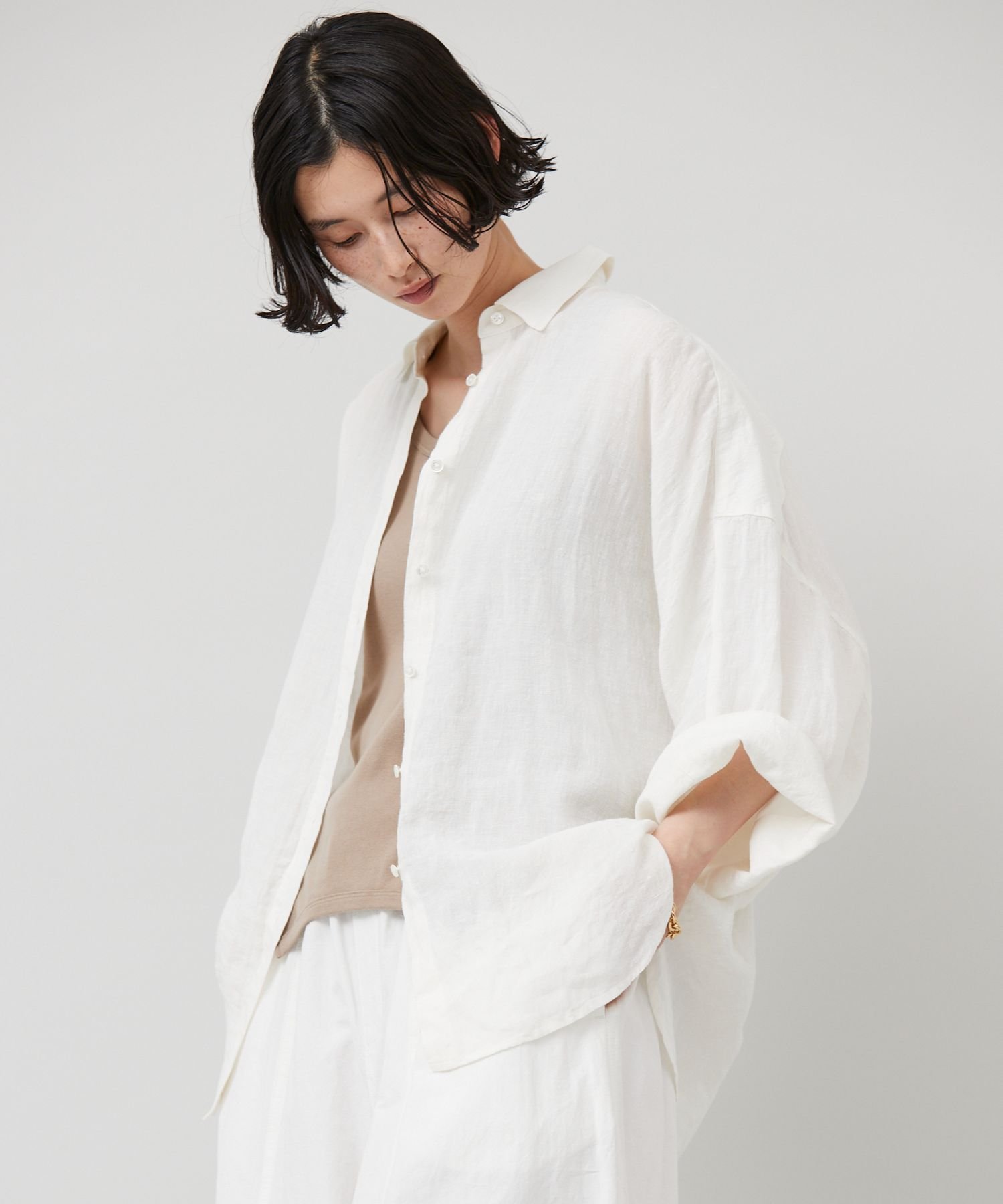 SALE／20%OFF】Curensology ドルマンスリーブリネンシャツ カレン 