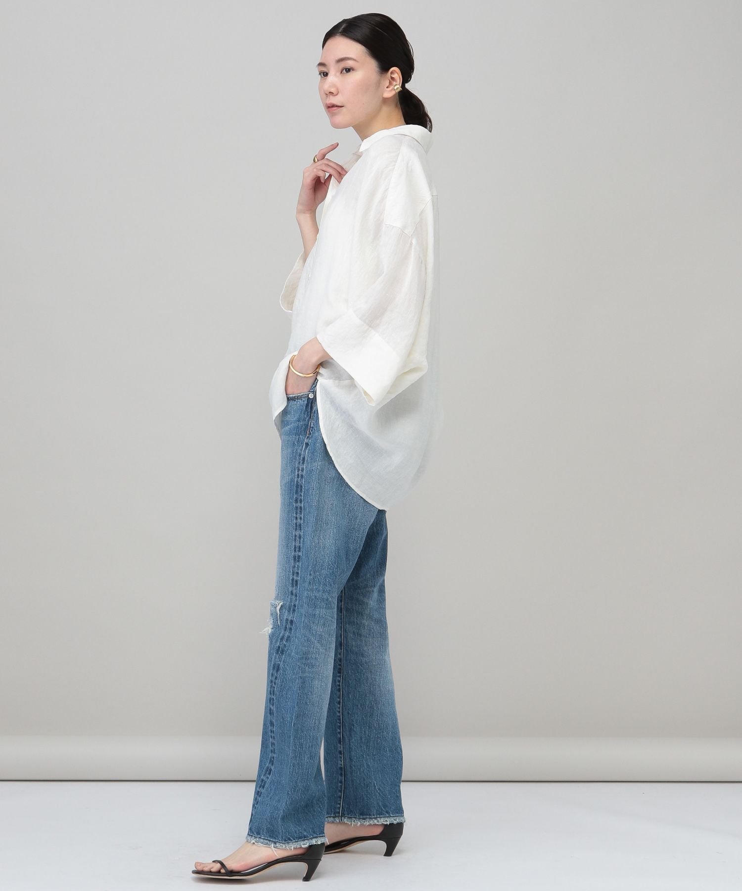 SALE／20%OFF】Curensology ドルマンスリーブリネンシャツ カレン 