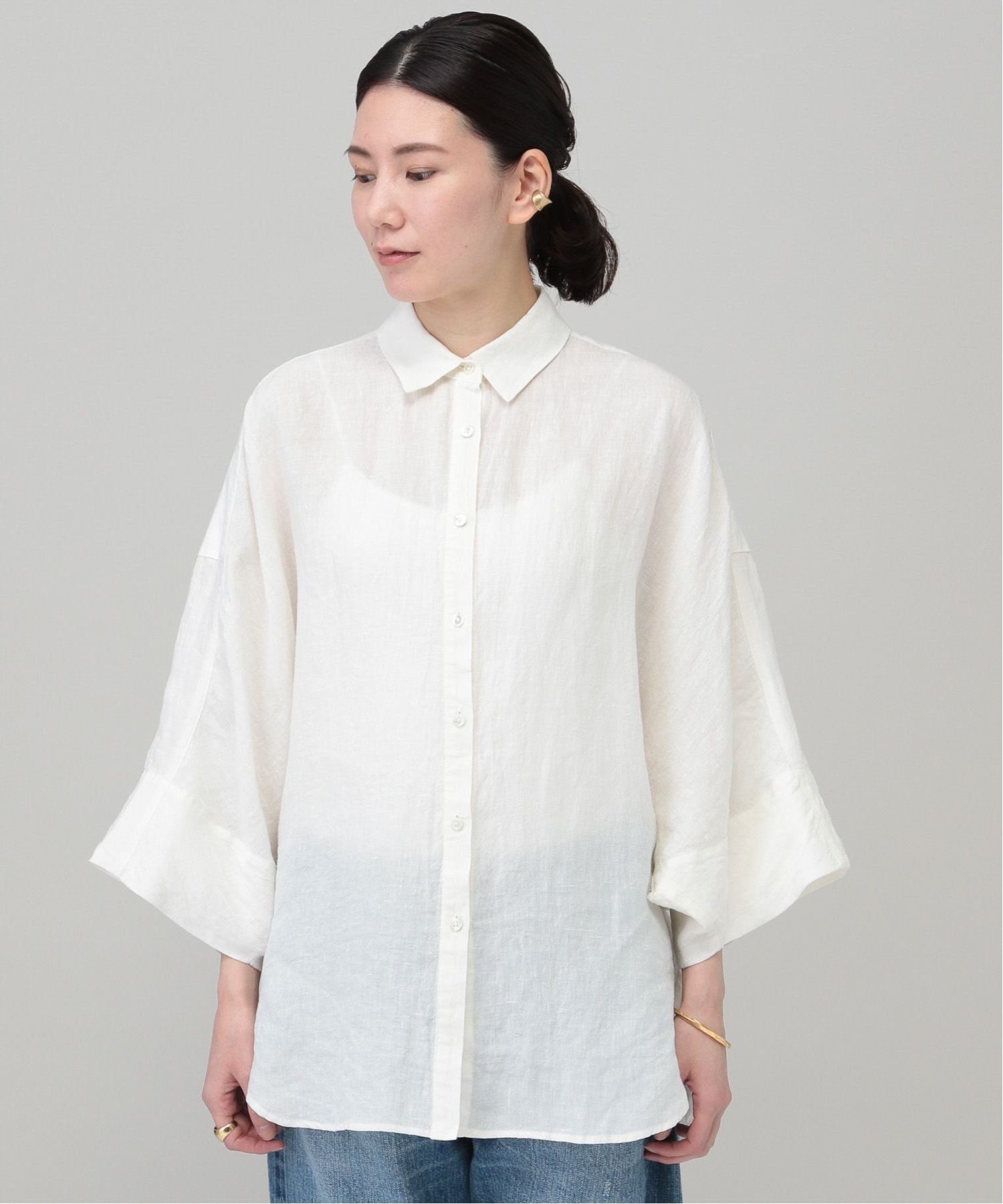 SALE／20%OFF】Curensology ドルマンスリーブリネンシャツ カレン