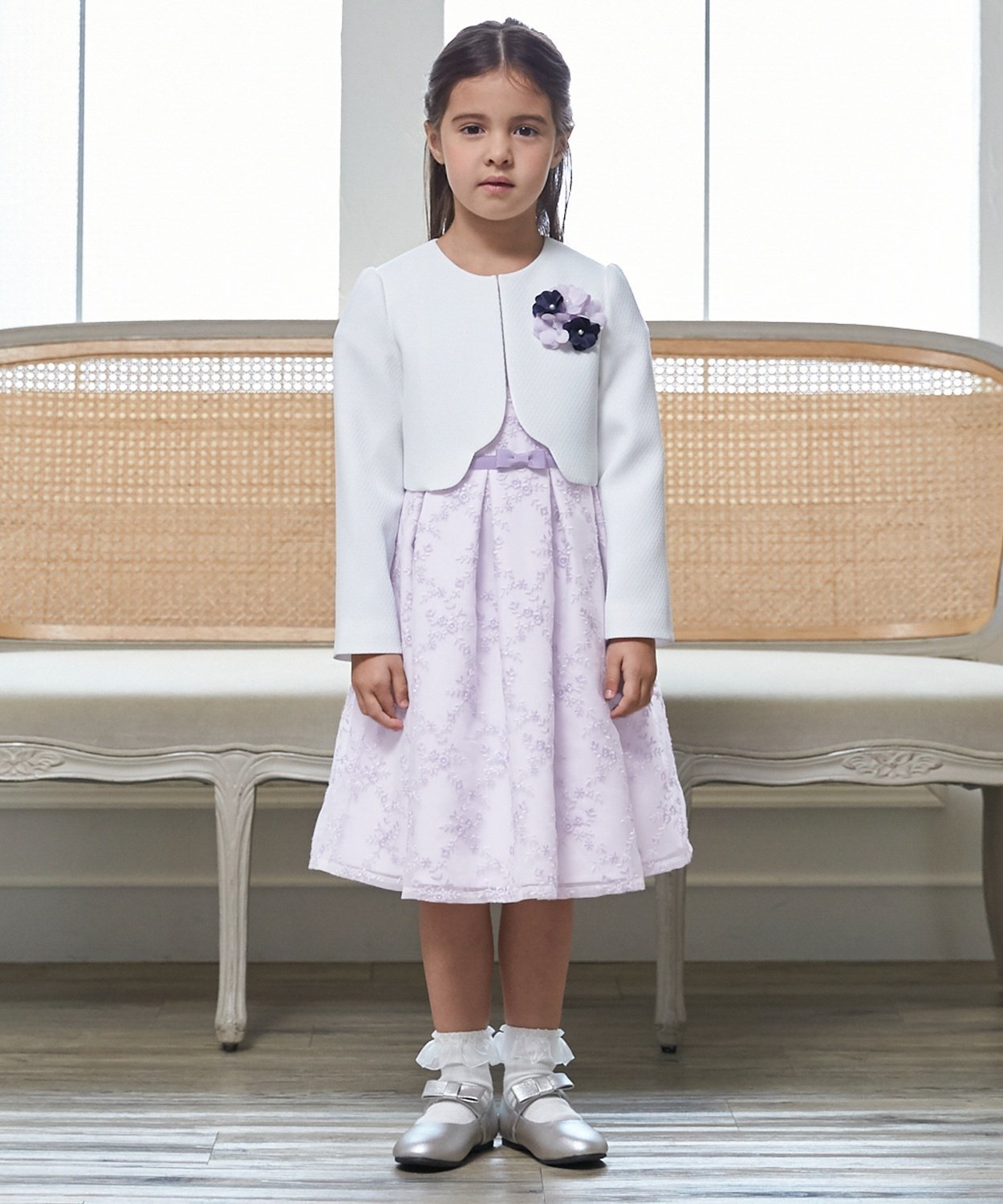 楽天市場】(SALE)petit main （プティマイン）レース衿花柄OP+JKセット