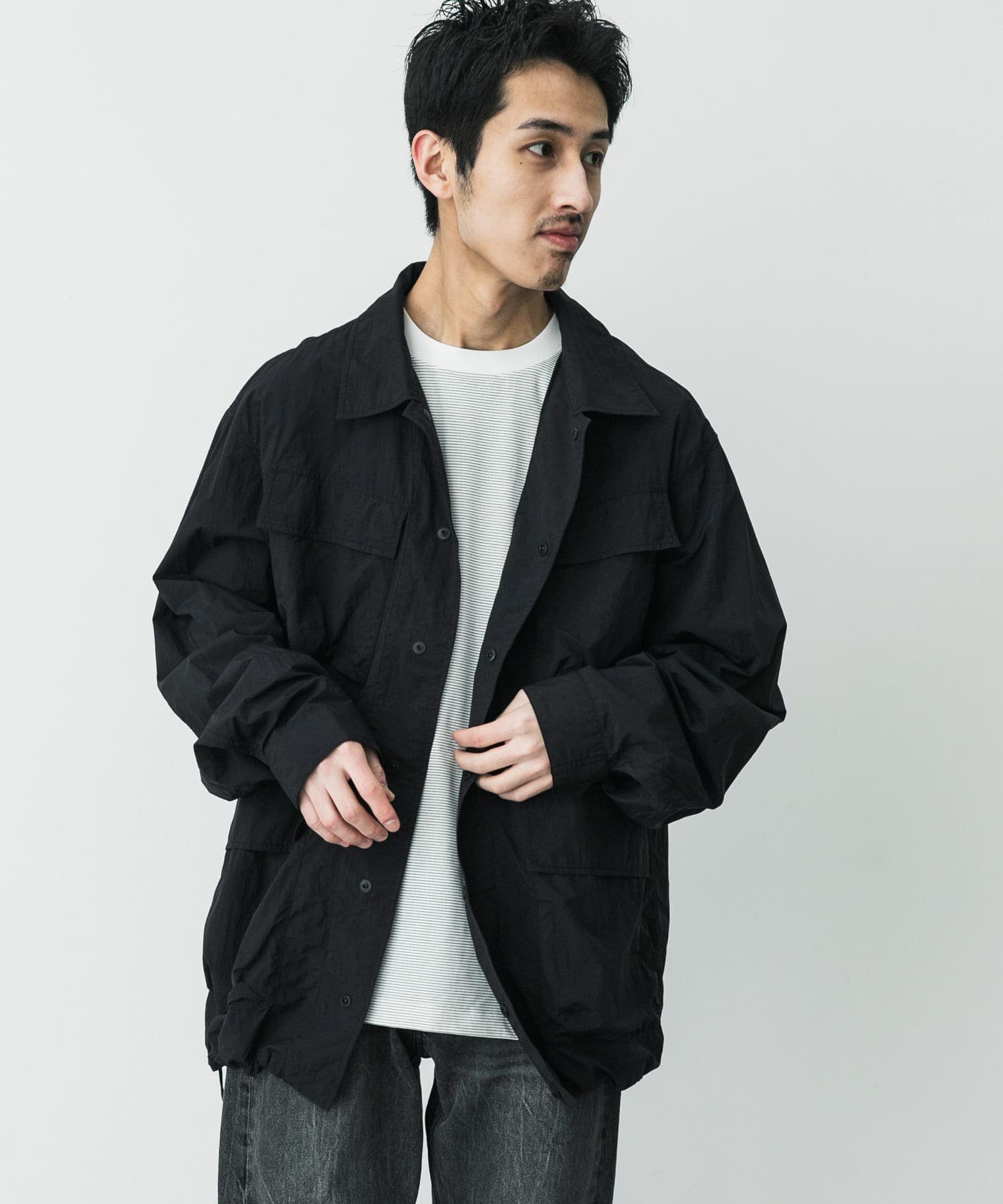 別注  Peak アーバンリサーチドアーズ ナイロンジャケット　ブラック セール】 『別注』Snow Peak Apparel×DOORS Nylon Tussah Jacket