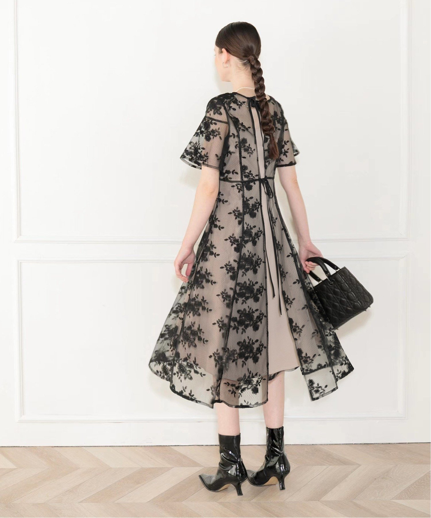 楽天市場】LEJA-パールネックパフスリーブボレロ格子柄レース