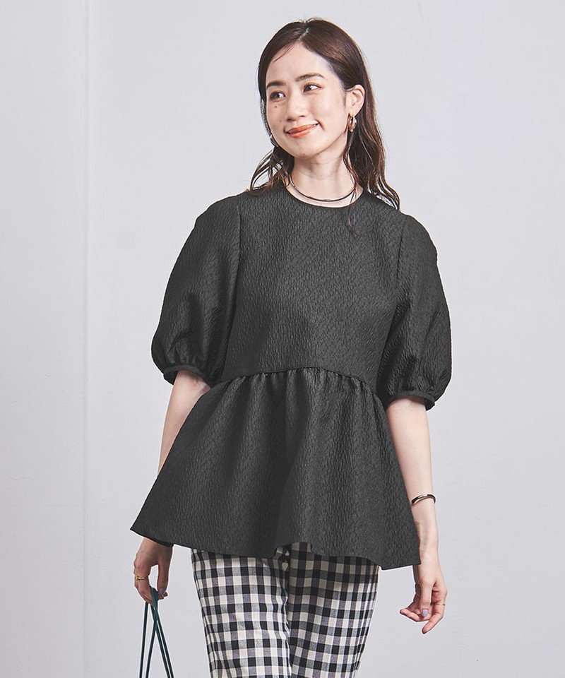 UNITED ARROWS AIRY ジャカード 5SL ペプラム ブラウス ユナイテッド 