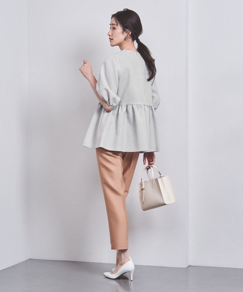 UNITED ARROWS AIRY ジャカード 5SL ペプラム ブラウス ユナイテッド 