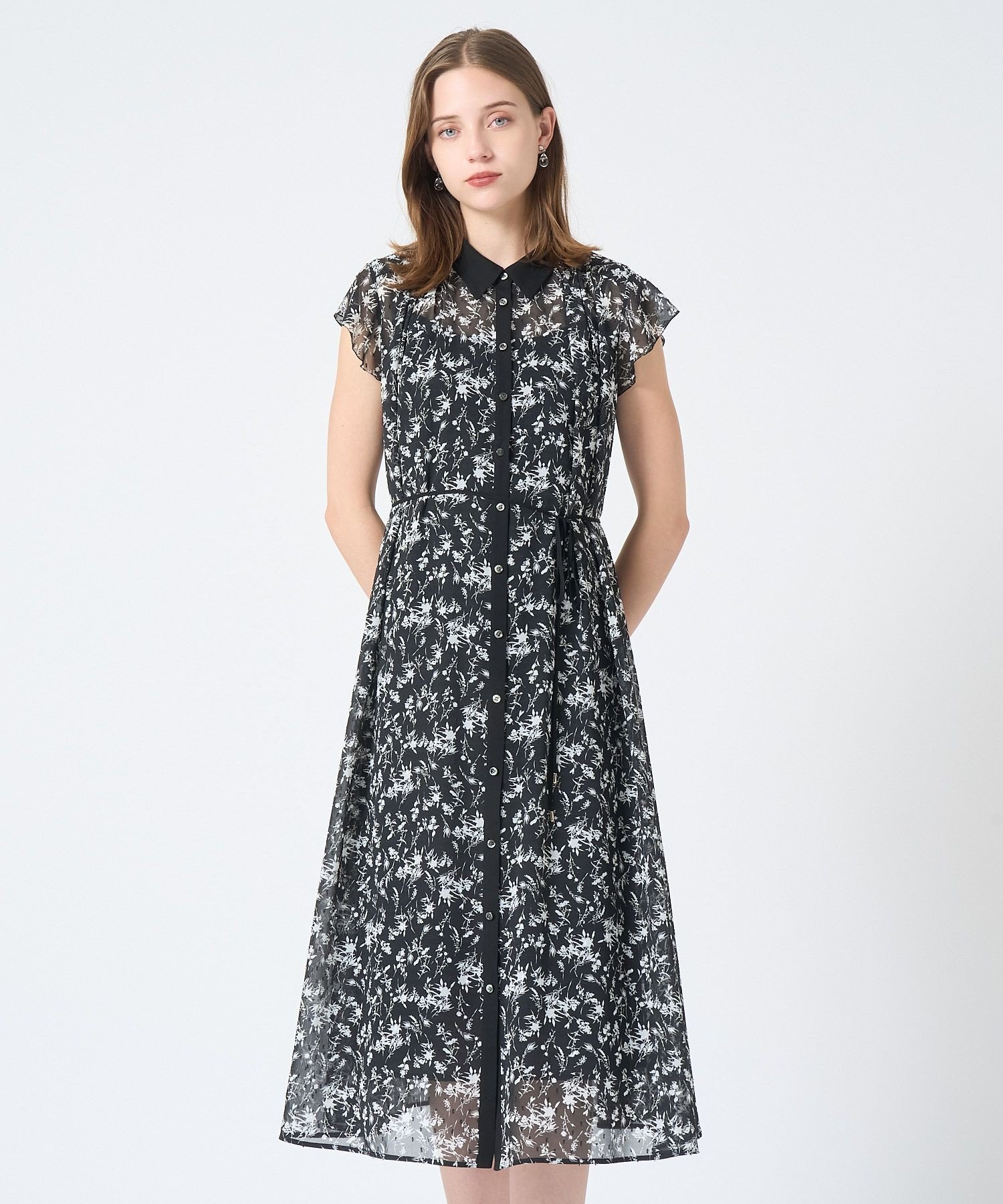 楽天市場】リーフカリグラフィープリントベルト付きワンピース ANAYI