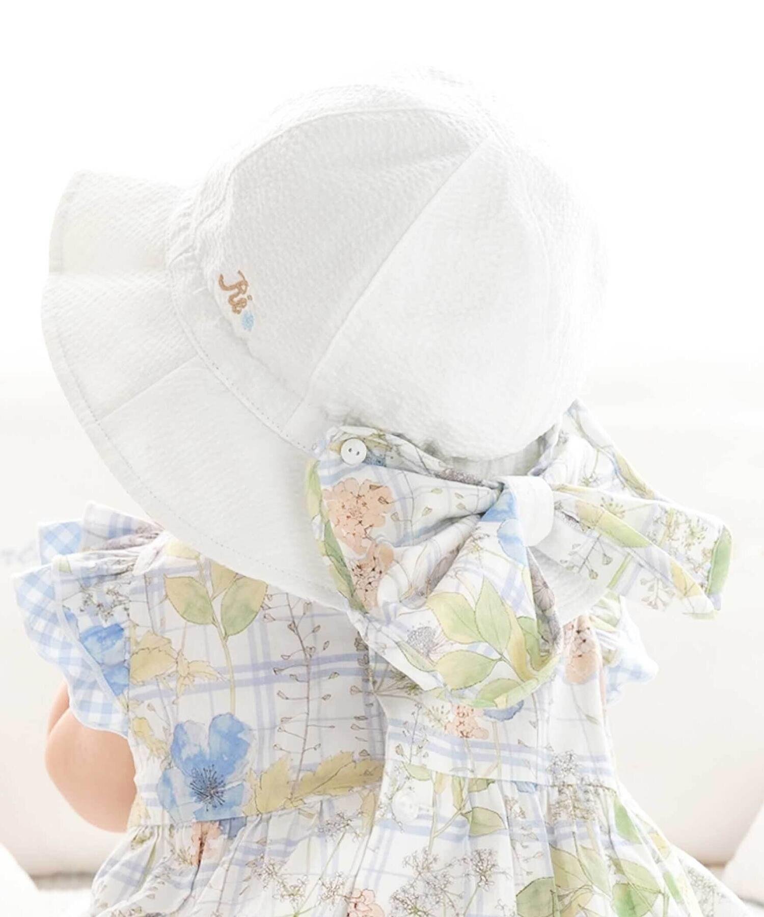 【SALE／20%OFF】fillot de bebe reduction 【 UVカット 】リバティプリント(Irma's Garden)タナローンリボン日よけ付きハット ベベ オンライン ストア マタニティウェア・ベビー用品 ベビー帽子 ピンク ホワイト【送料無料】画像