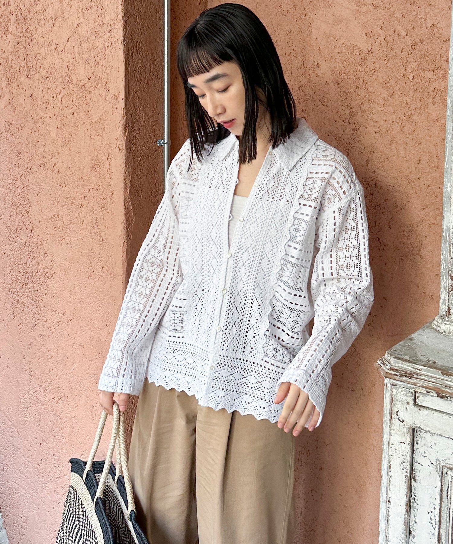【URBAN　RESEARCH　ROSSO】sara mallika　COTTON BORDER GATHER LACE TOP URBAN RESEARCH ROSSO｜sara mallika COTTON BORDER GATHER LACE