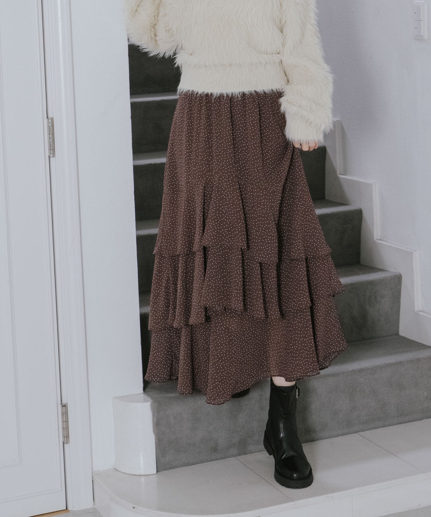 BEARDSLEY 《近日予約開始》ツイードフレアワンピース ビアズリー