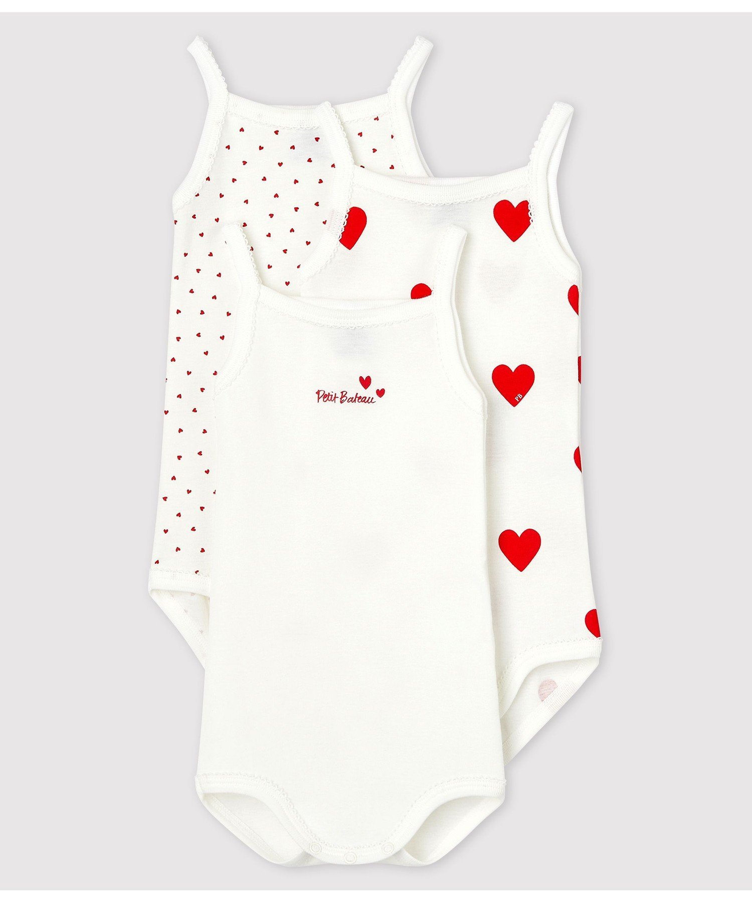 楽天市場】ハートプリントキャミソールボディ3枚組 PETIT BATEAU