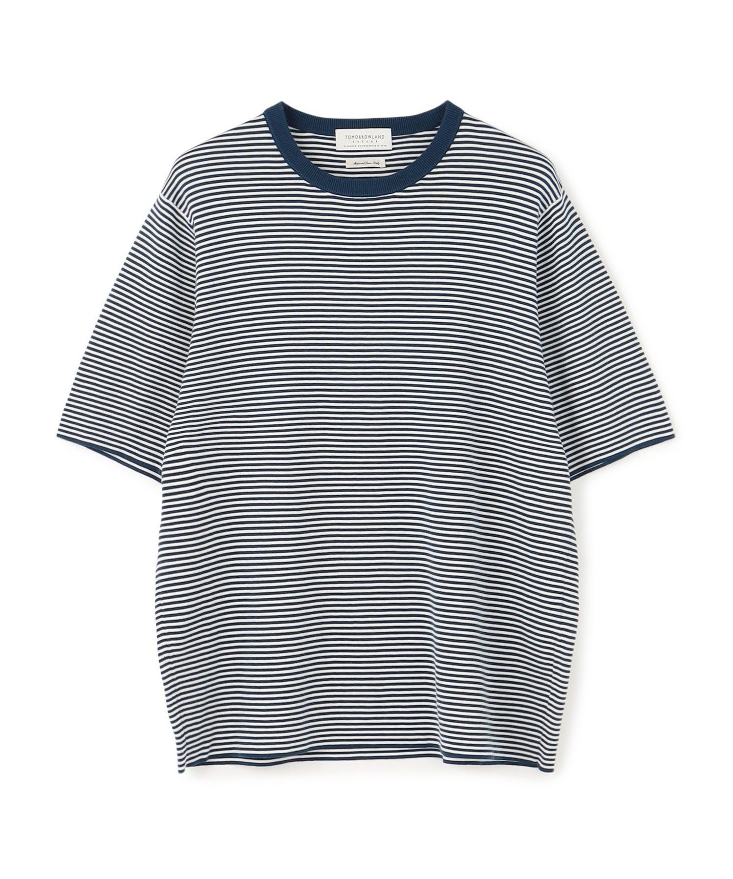 TOMORROWLAND tricot リブライン ニットTシャツ 黒 別注】KNITTING FACTORY コットンTシャツ｜トゥモローランド