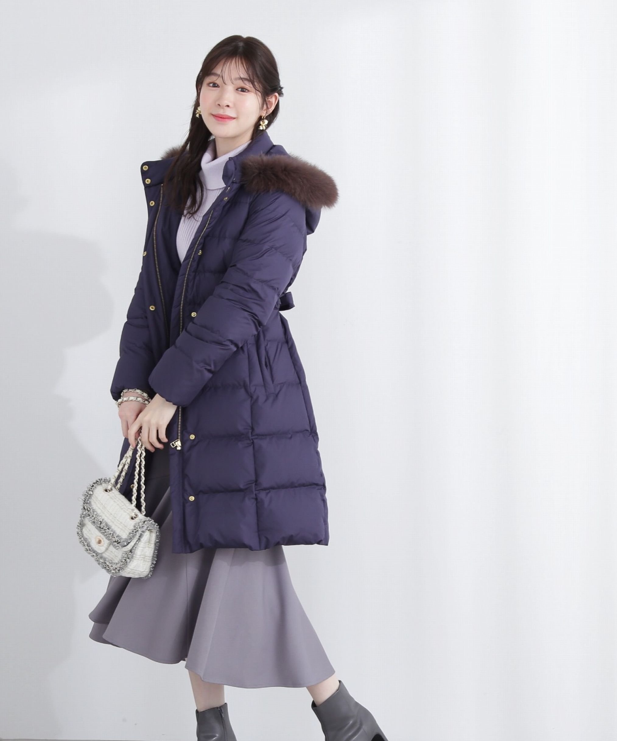 PROPORTION BODY DRESSING リボンベルト付きロングダウン 