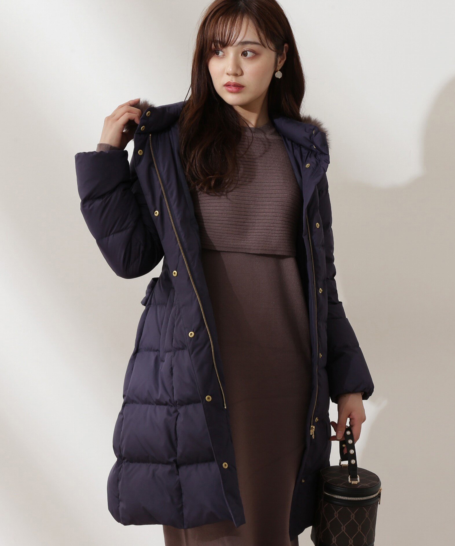 PROPORTION BODY DRESSING リボンベルト付きロングダウン 