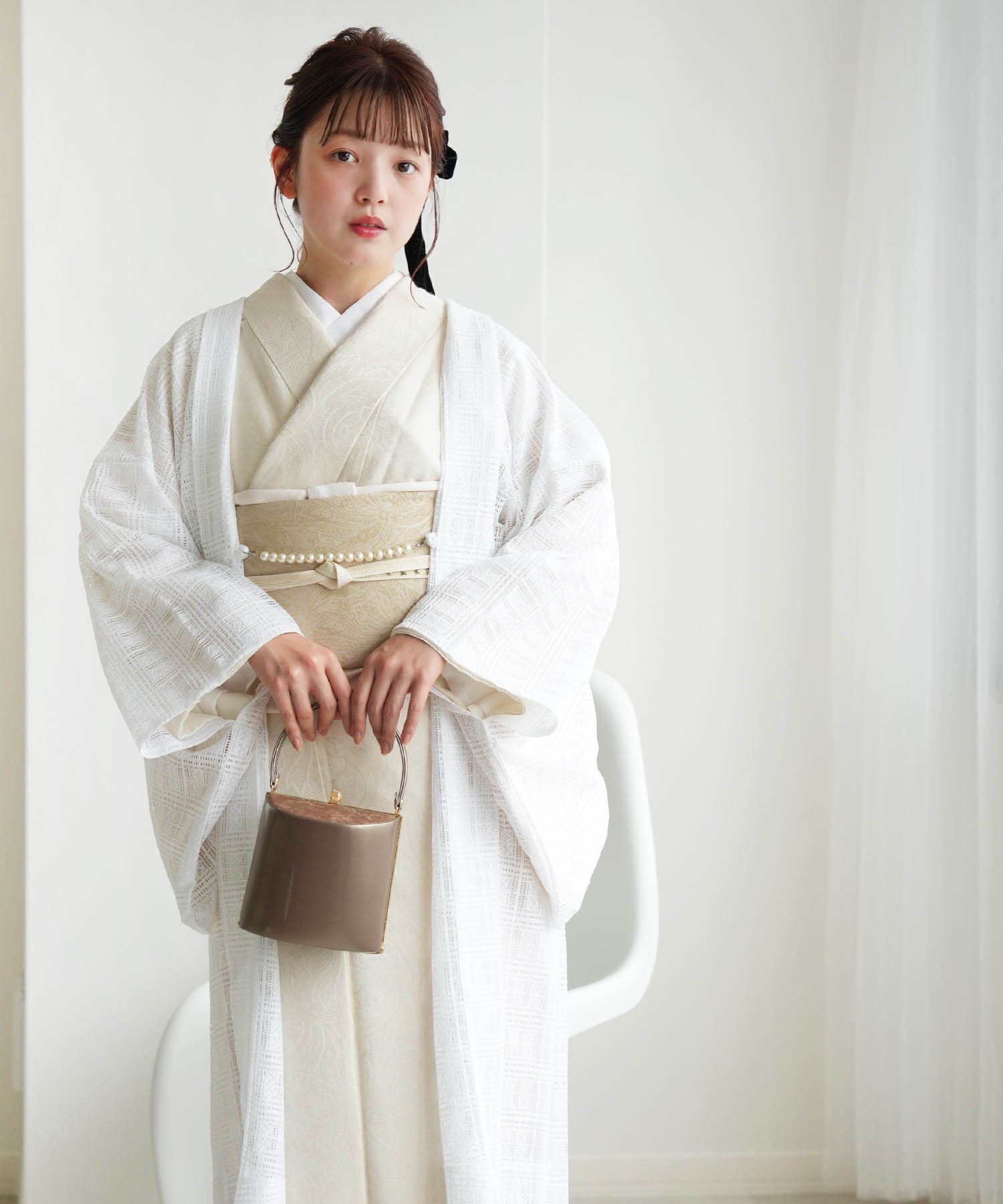 着物風 羽織 ホワイト 着物風 羽織 ホワイト