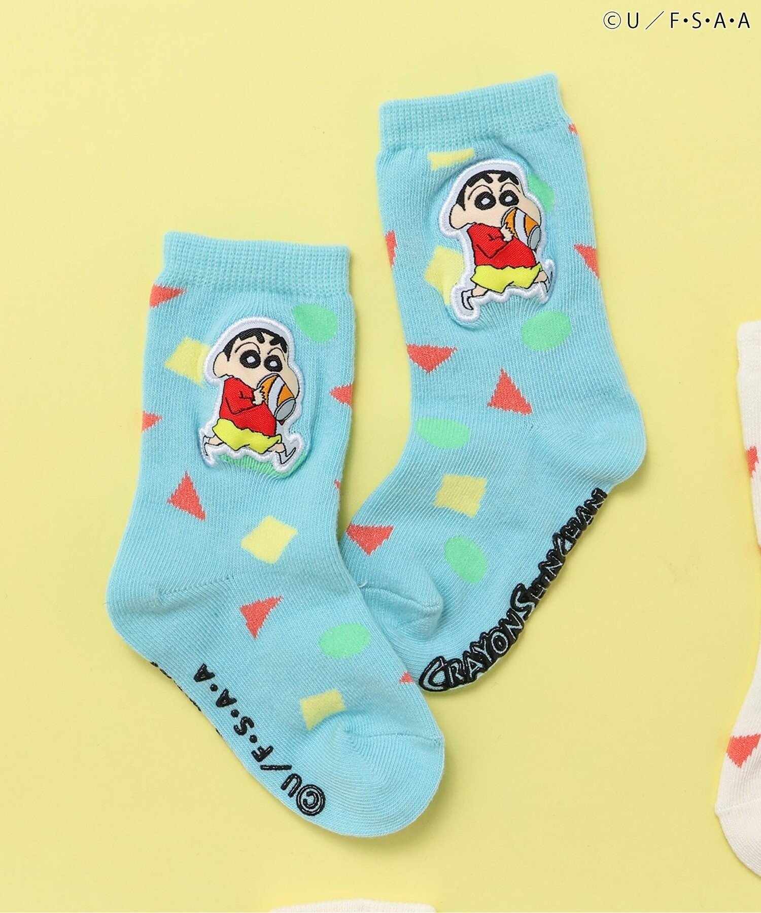 apres les cours WEB限定 クレヨンしんちゃんソックス エフオーオンラインストア 靴下・レッグウェア 靴下 ホワイト ピンク ブルー画像