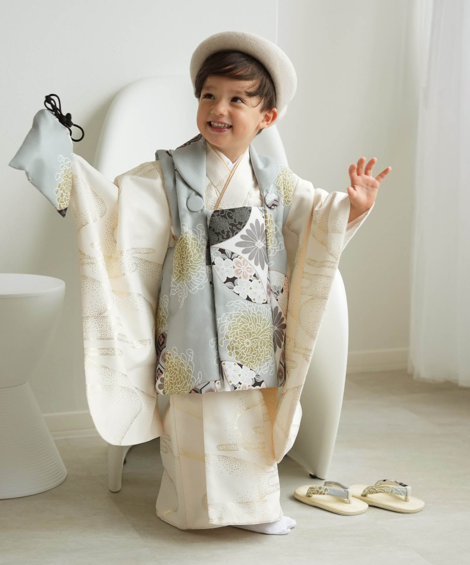 【ひよこ商店】七五三 3歳 男の子 被布着物セット 値下げ中！ utatane｜ひよこ商店 七五三 着物 3歳 男の子 被布フルセット ベージュ