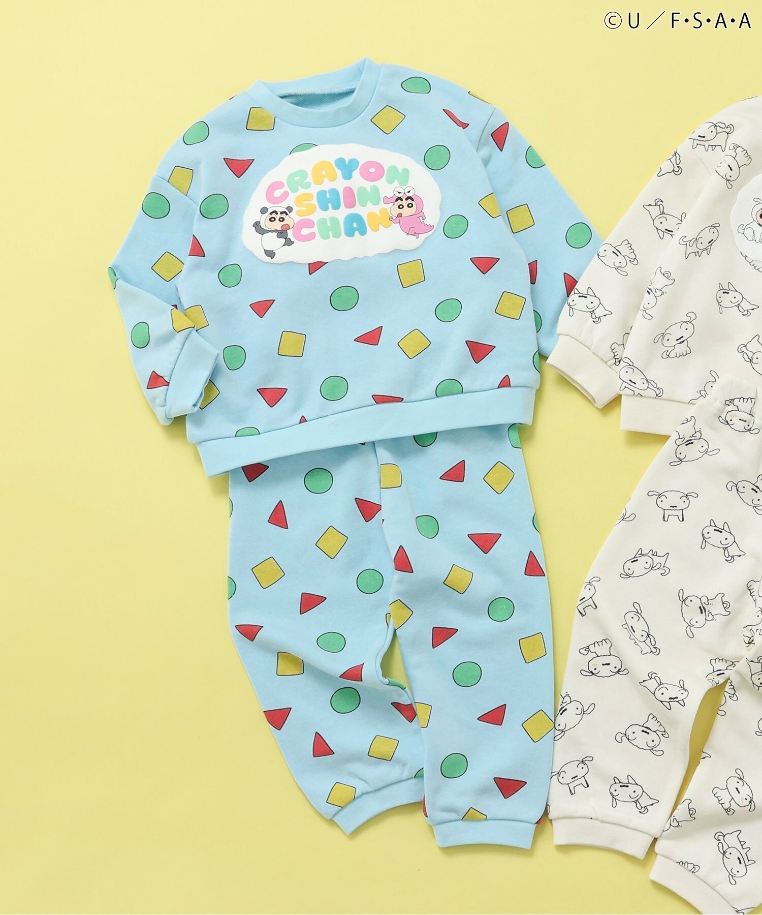 【SALE／50%OFF】apres les cours クレヨンしんちゃんパジャマ エフオーオンラインストア インナー・ルームウェア パジャマ ブルー ホワイト画像