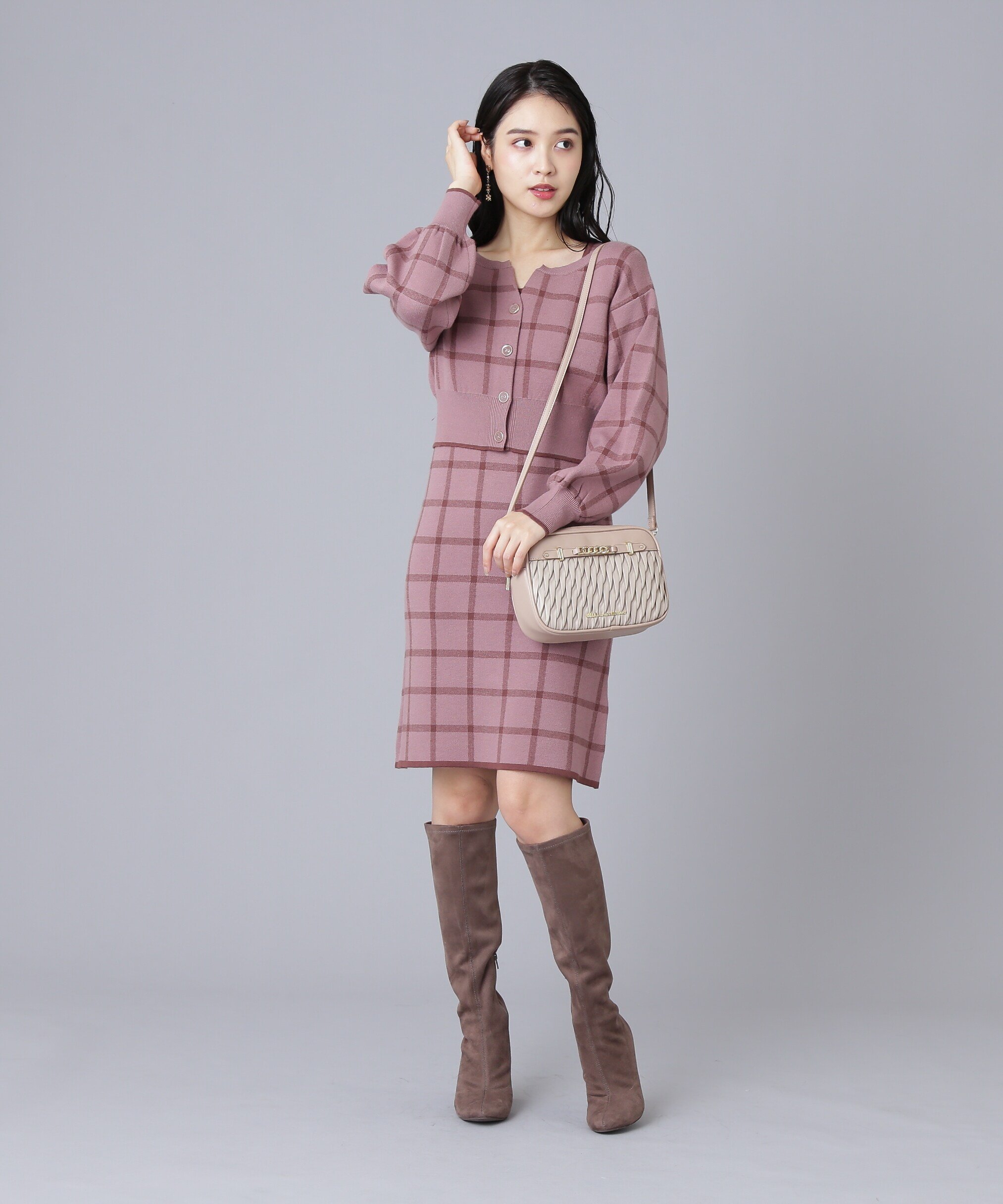 JILL by JILLSTUART ◇チェックジャガードニットセットアップ WEB限定