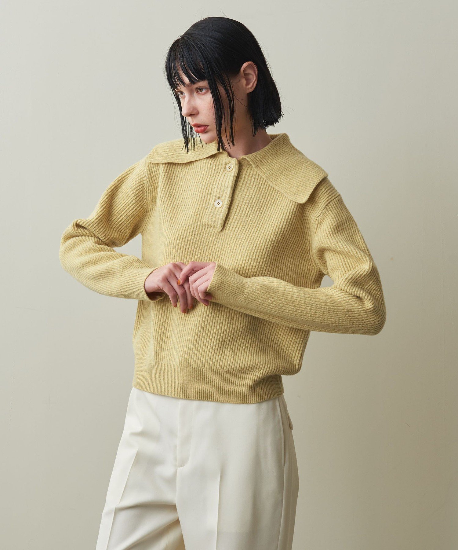 Steven Alan ＜Steven Alan＞ウール ナイロン 2ボタン ニット 