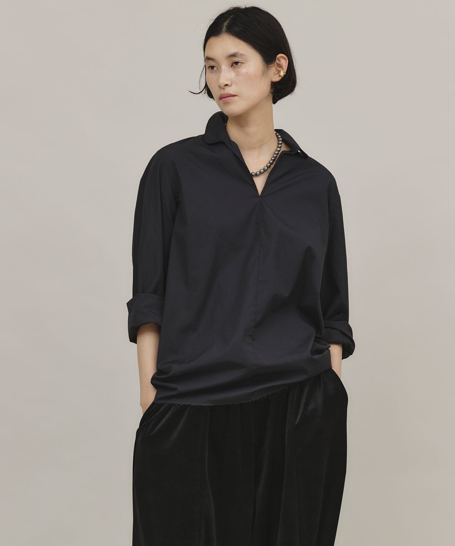 SALE／40%OFF】Curensology コットンフラットカラーブラウス カレン
