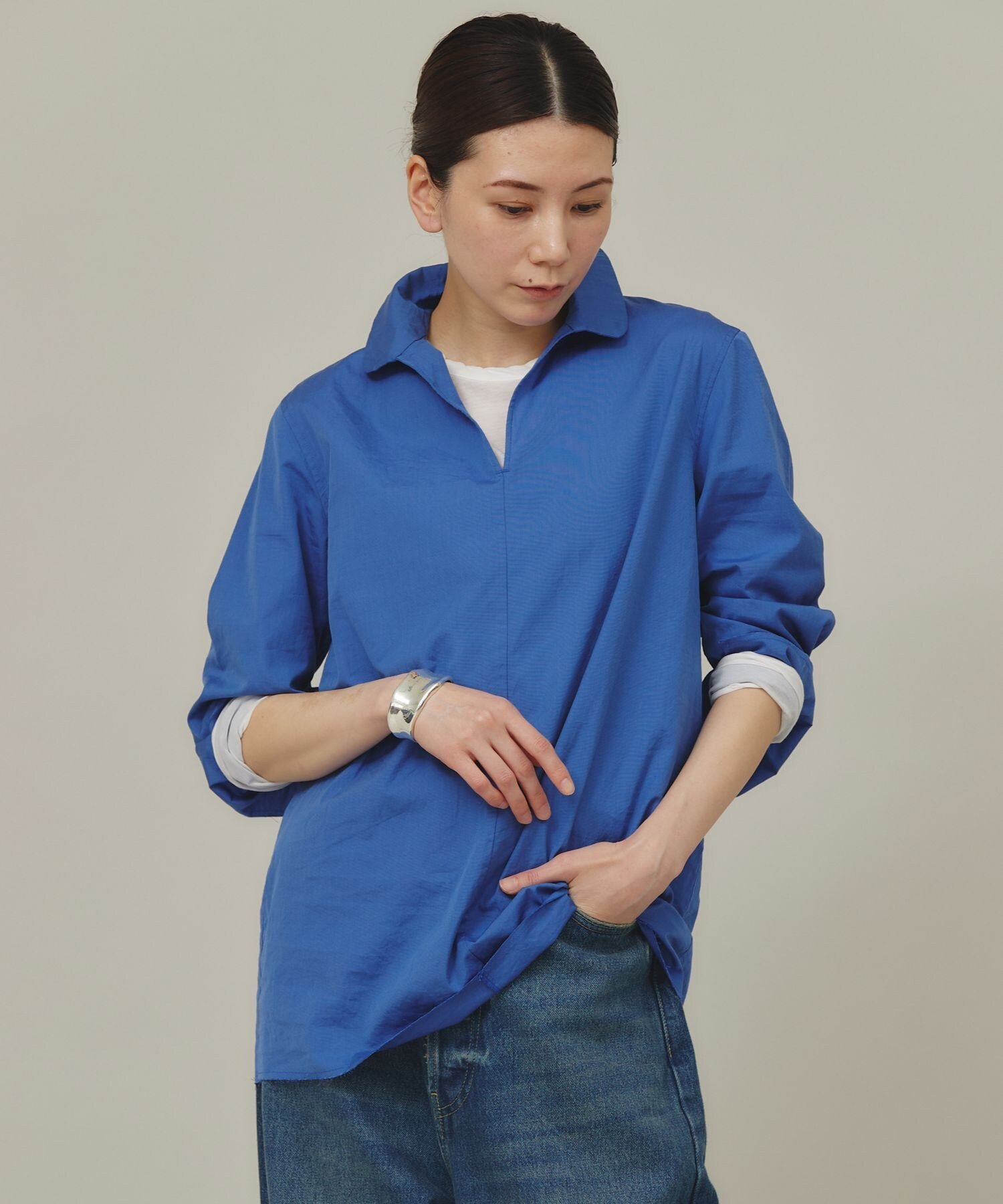 SALE／20%OFF】Curensology コットンフラットカラーブラウス カレン 