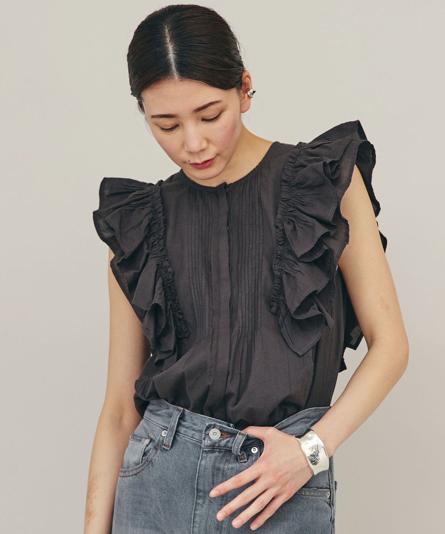 SALE／10%OFF】Curensology コットンフリルスリーブブラウス カレン 