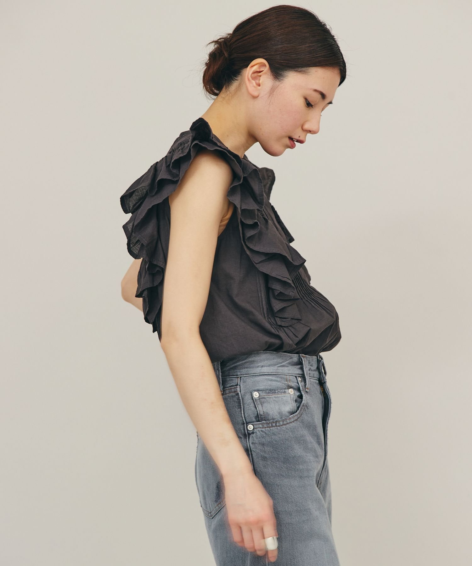 SALE／10%OFF】Curensology コットンフリルスリーブブラウス
