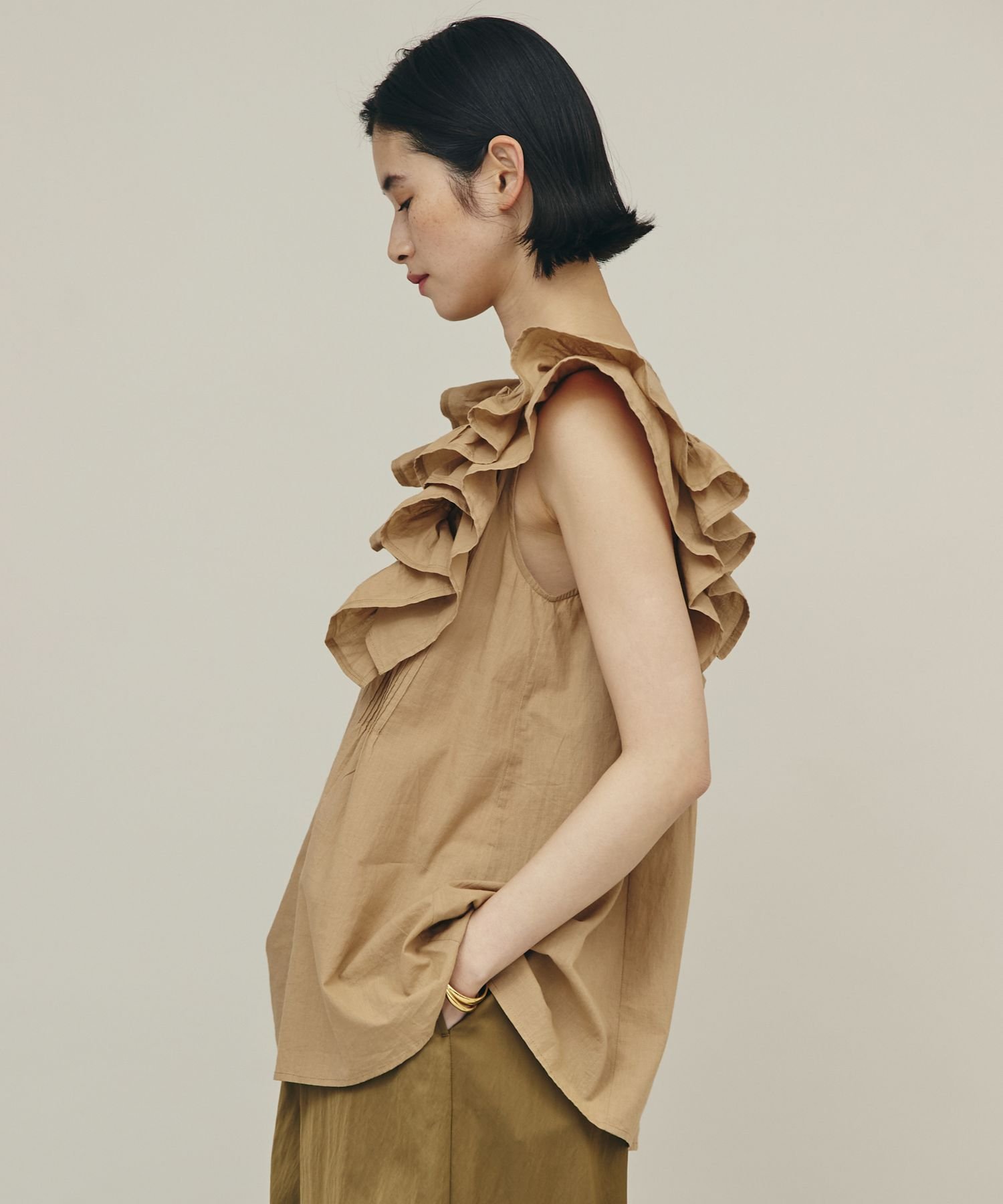 SALE／10%OFF】Curensology コットンフリルスリーブブラウス カレン