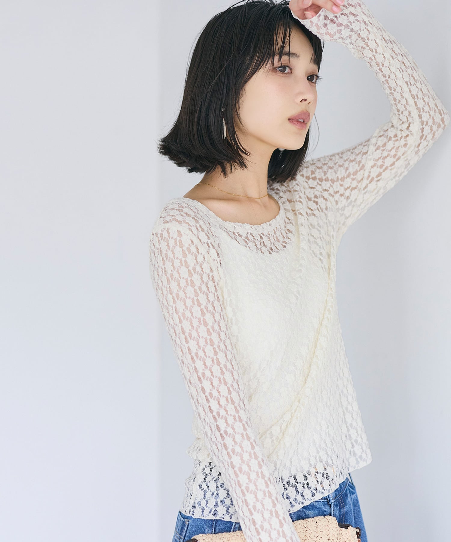 SALE／25%OFF】coca ストレッチチュールレーストップス コカ トップス 