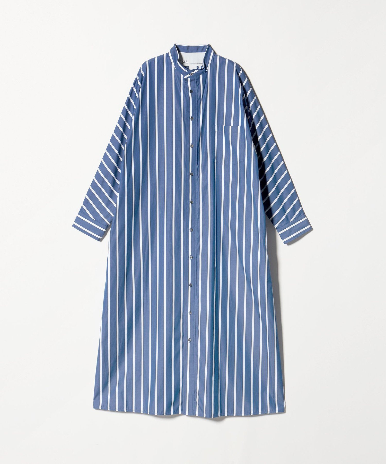ティッカ TICCA コットン100%定番ゆったりバンドカラーシャツワンピース ティッカ TICCA コットン100%定番ゆったりバンドカラーシャツ