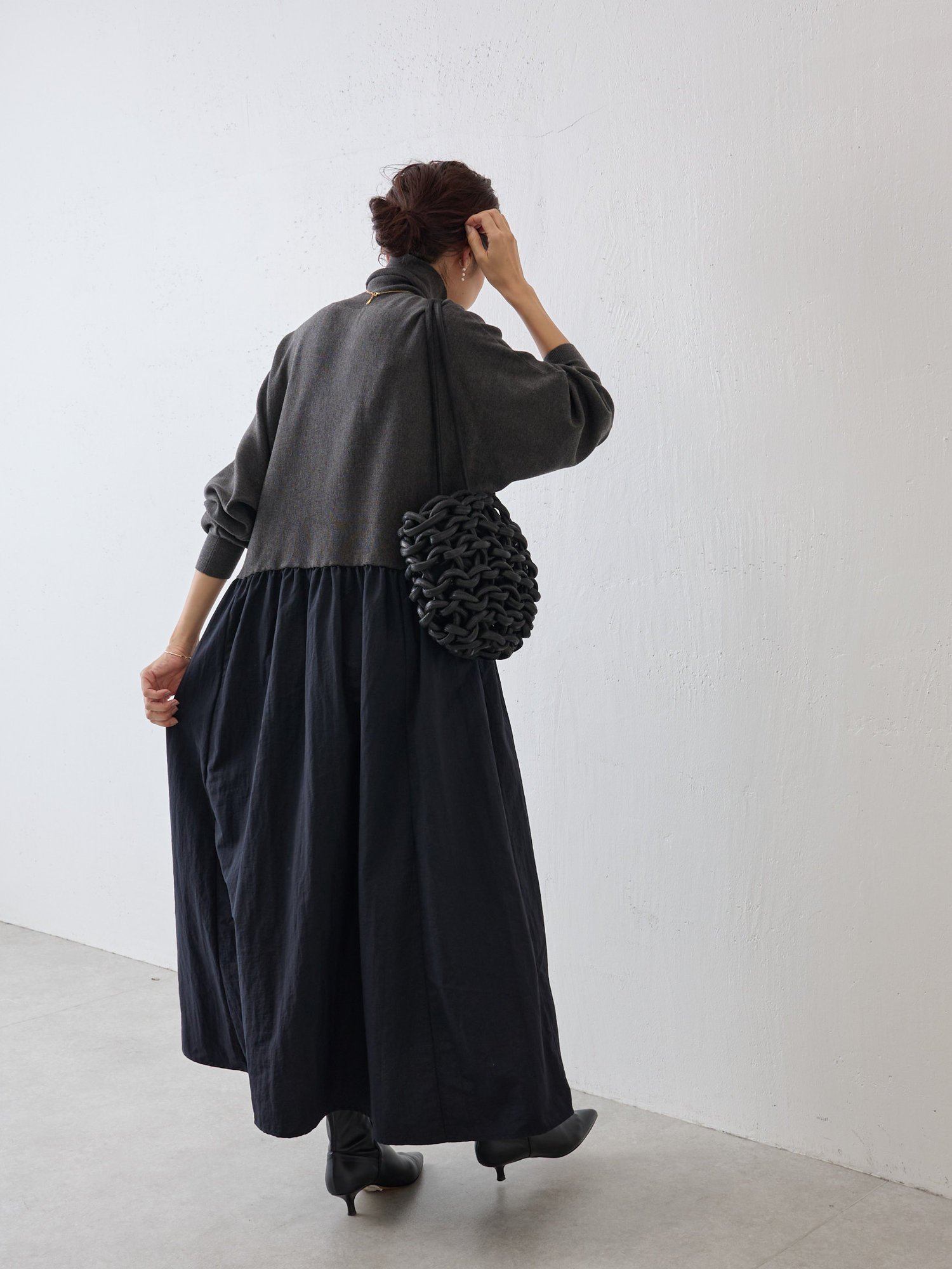 BEARDSLEY ニットコンビギャザーワンピース ビアズリー ワンピース 