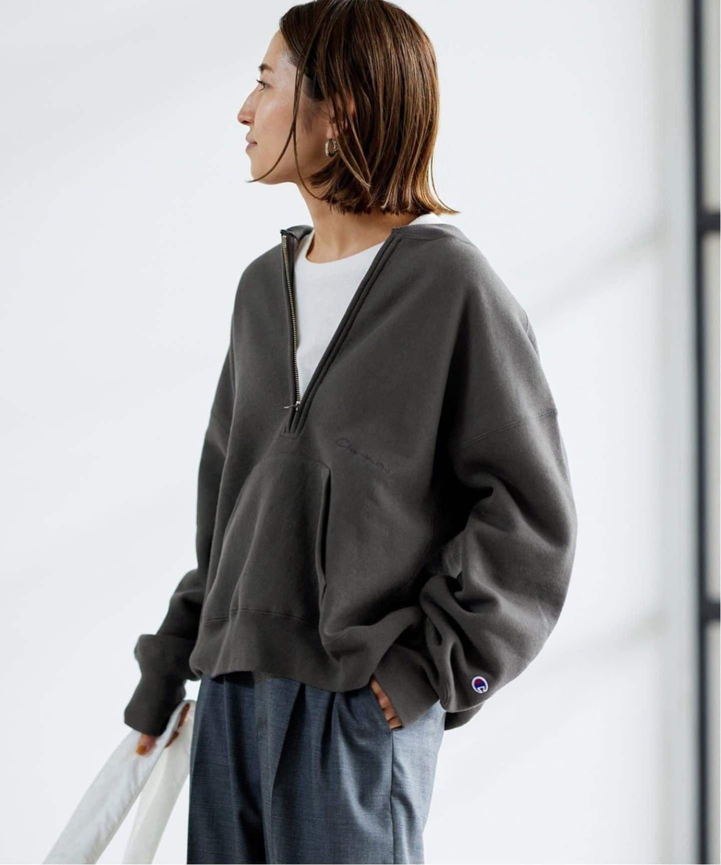 11/27.23時出品終了　チャンピオン　フレームワーク　ハーフジップスウェット FRAMeWORK ≪追加≫Champion/チャンピオン 別注ハーフZIPリバース