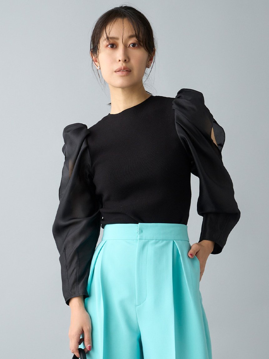 SALE／50%OFF】CELFORD シースルースカラスリーブニット セル