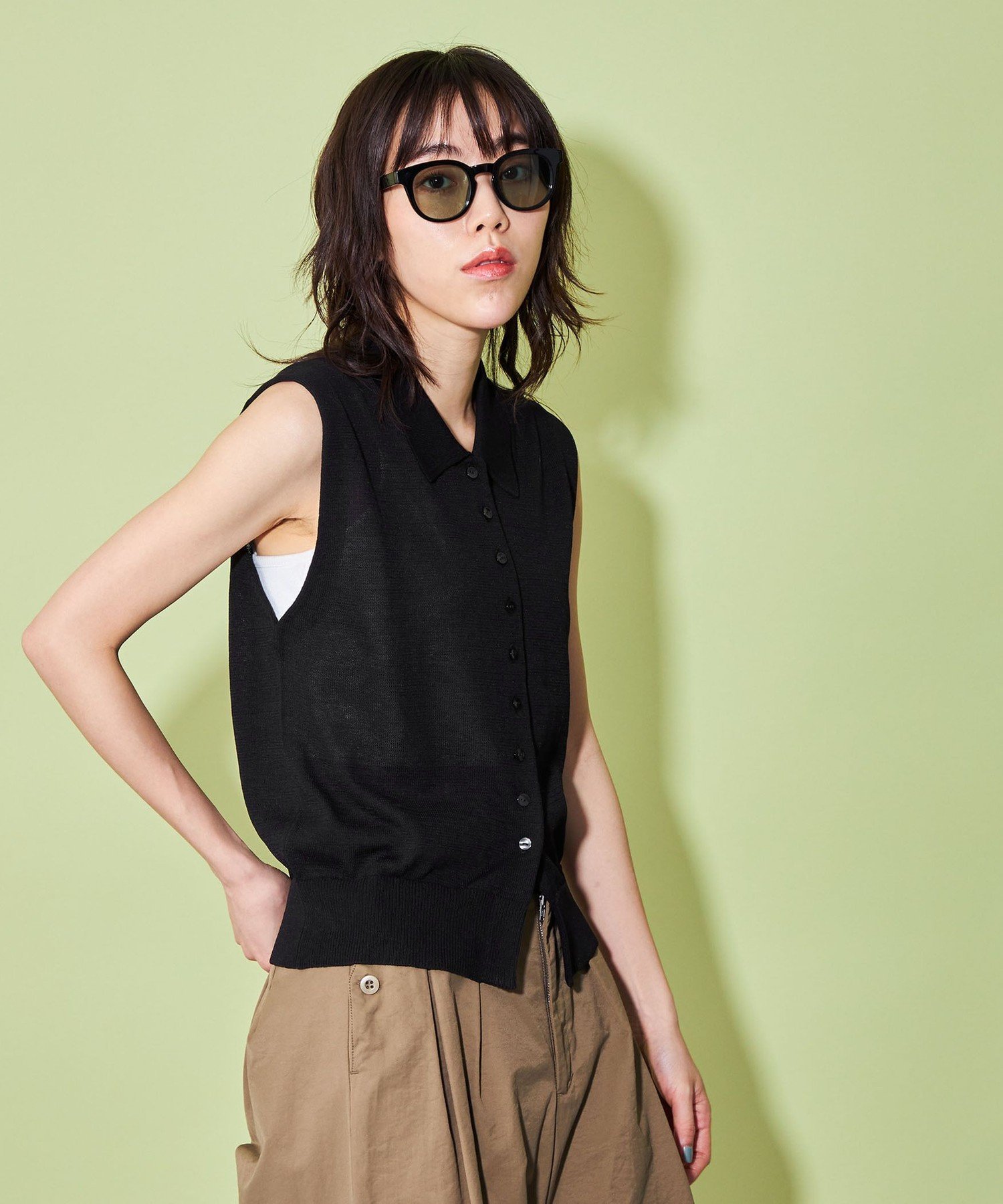 【即発送】G/FORE レディース セーターノースリーブ ニットシャツブラック 即発送】G/FORE レディース セーターノースリーブ ニットシャツ