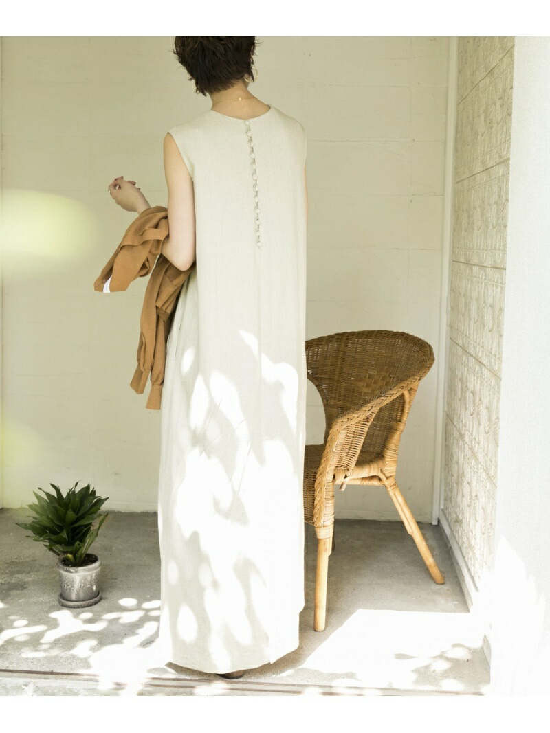 ブルー URBAN アーバンリサーチ 麻混ストレートロングワンピースの通販 ...