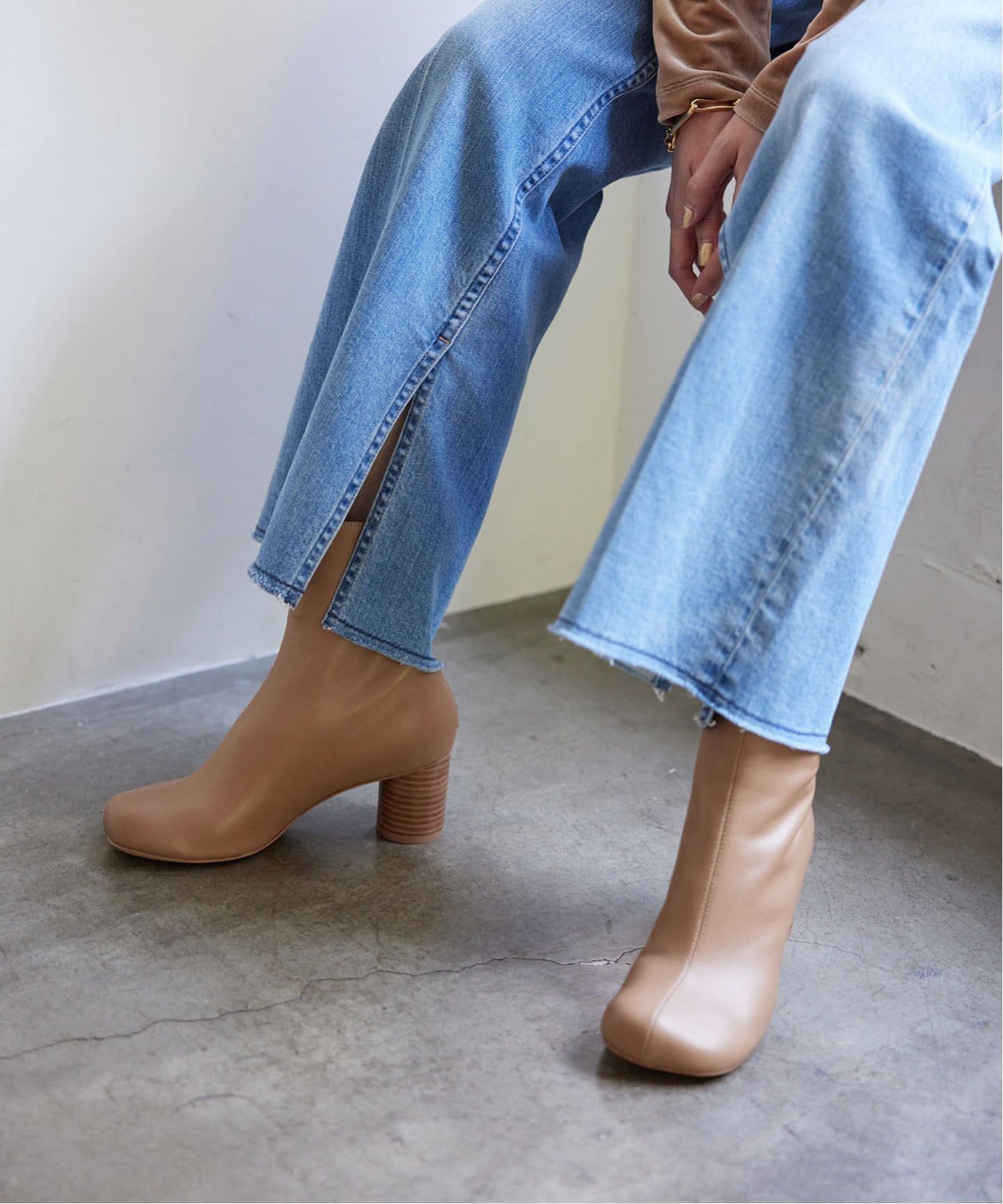 SLOBE IENA スクエアトゥショートブーツ ベージュ 25.0 SLOBE スクエアトゥショートブーツ（ブーツ）｜SLOBE IENA