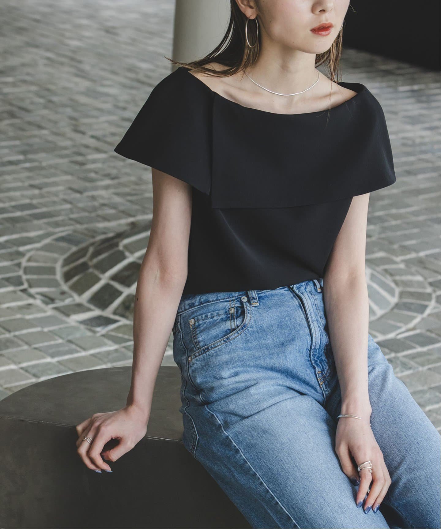 SALE／20%OFF】NOBLE ソフトツイルケープブラウス ノーブル トップス 
